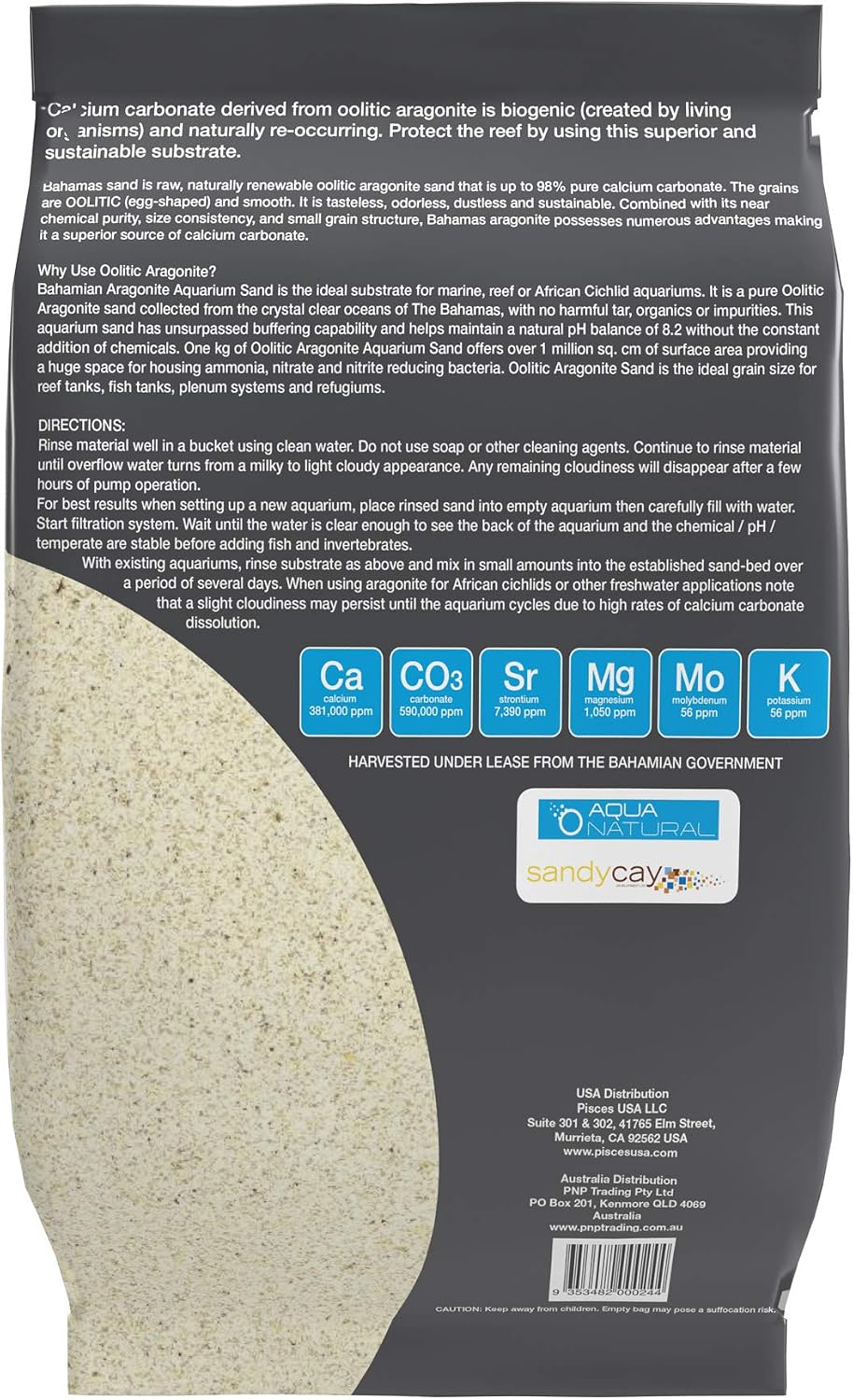 Aqua Natural Aquarium Sand, Oolitic Aragonite, 10lb