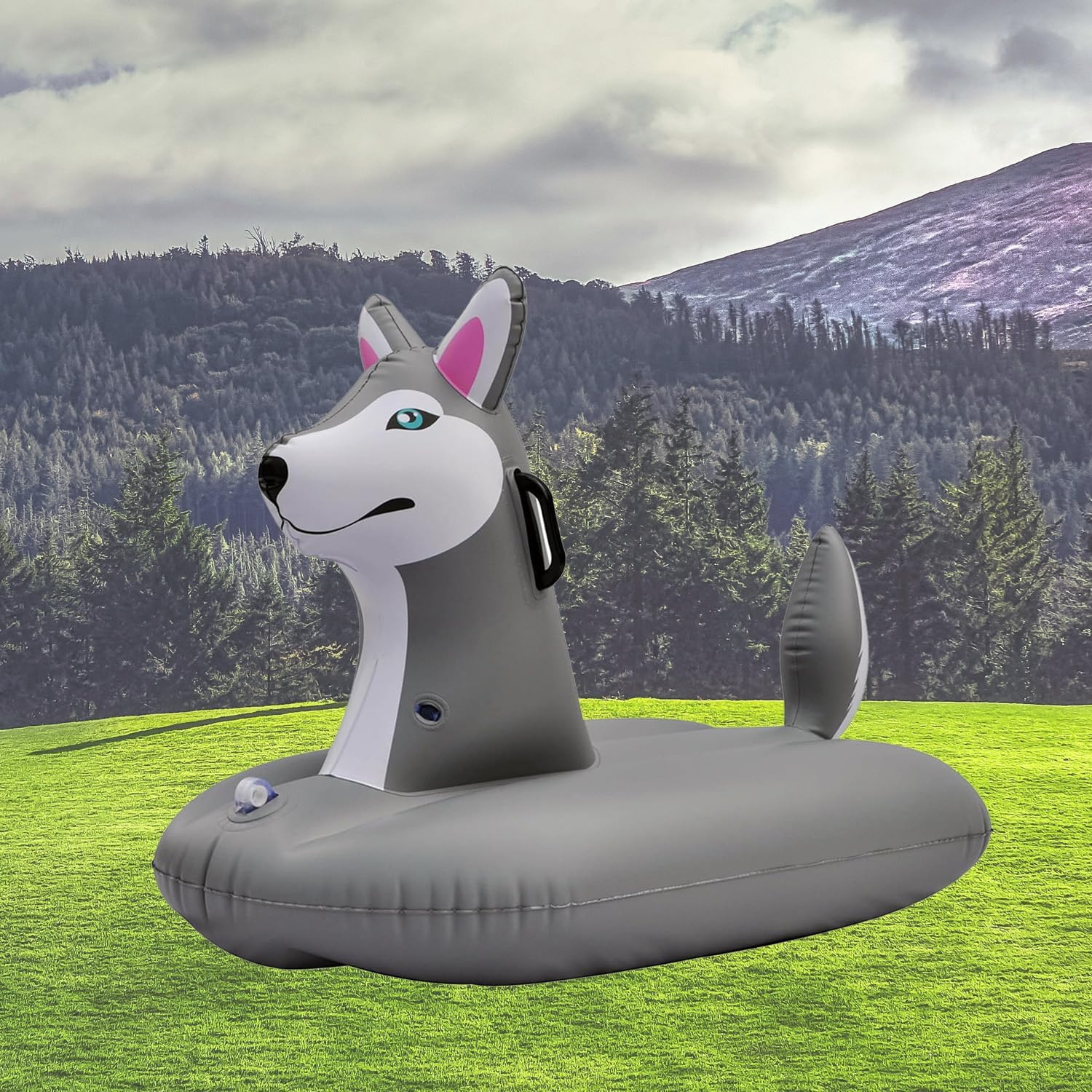Jet Creations Husky Sledding Tube, Inflatable Snow and Water Sled, Towable with Durable Loop Holder, Toddler Snowboard Doubles as Pool Float