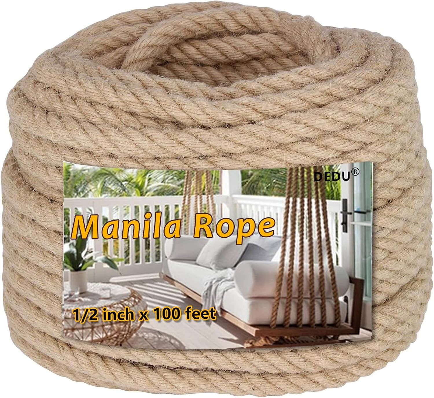 1" X 100' Treated Manila Rope Boat Docks Tree Farm Dock Deck