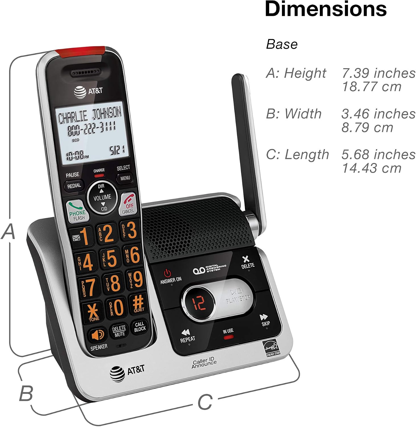 AT&T BL102-4 DECT 6.0 4-Handset Cordless Phone for Home with Answering Machine, Call Blocking, Caller ID Announcer, Audio Assist, Intercom