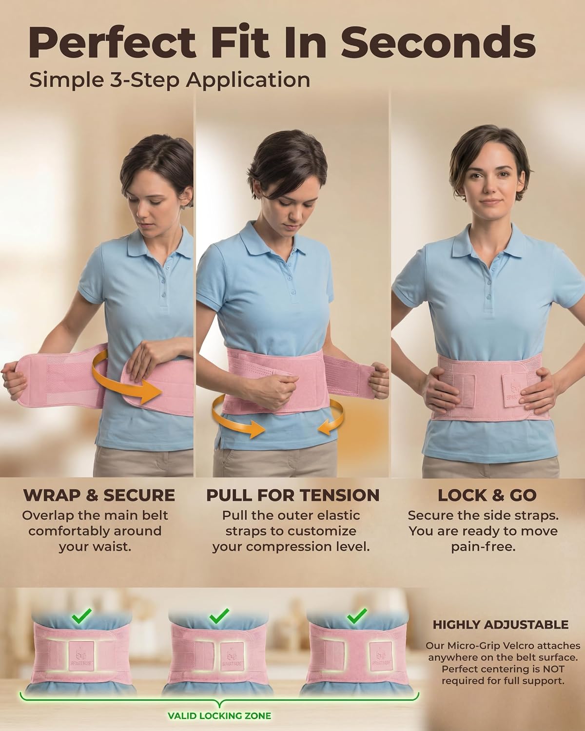 Sparthos Back Brace for Women & Men, Sciatica, Lower Back Pain - Black-L | Herniated Disc & Scoliosis Pain Relief, Adjustable Back Support Belt, Lumbar Pad, Breathable Mesh for Work & Heavy Lifting