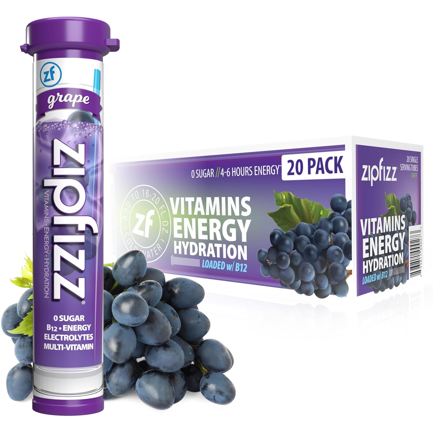 Zipfizz Energy Drink Powder, 20 Pack B12 Electrolyte - Pink Lemonade | Hydration tubes with vitamin drink benefits, 100mg caffeine, B12, electrolytes, & no artificial sugar for active lifestyle
