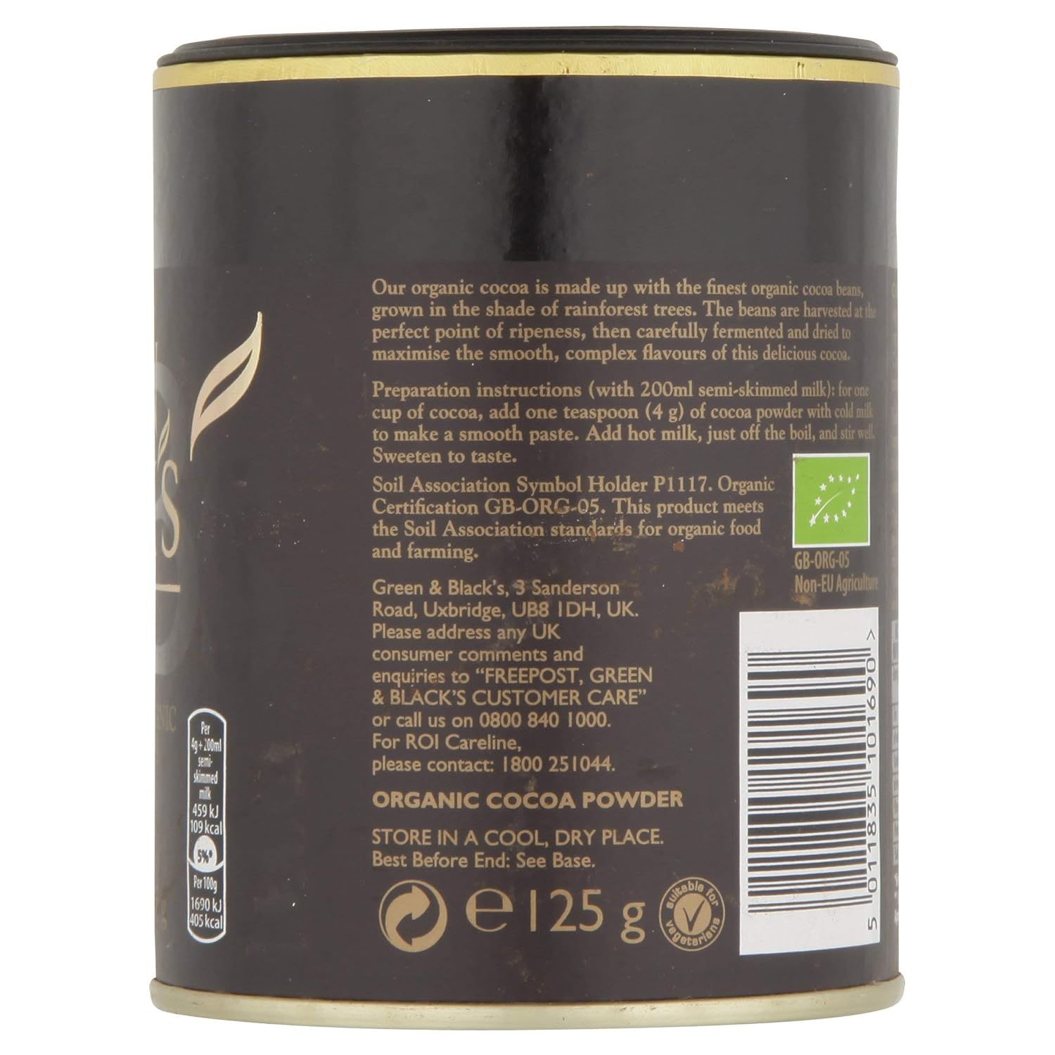 GREEN & BLACKS Organic Cocoa Powder, 125 GR