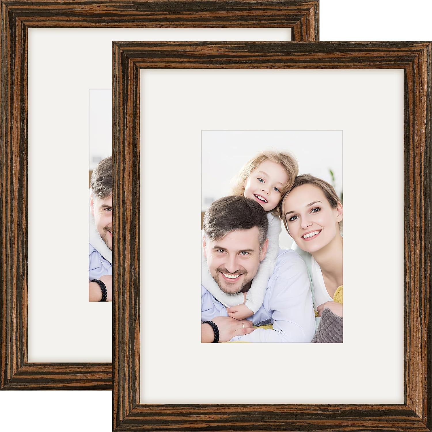 Picture Frames 8x8 2 Pack Made of Solid Wood Black for Wall Mounting and Tabletop Display