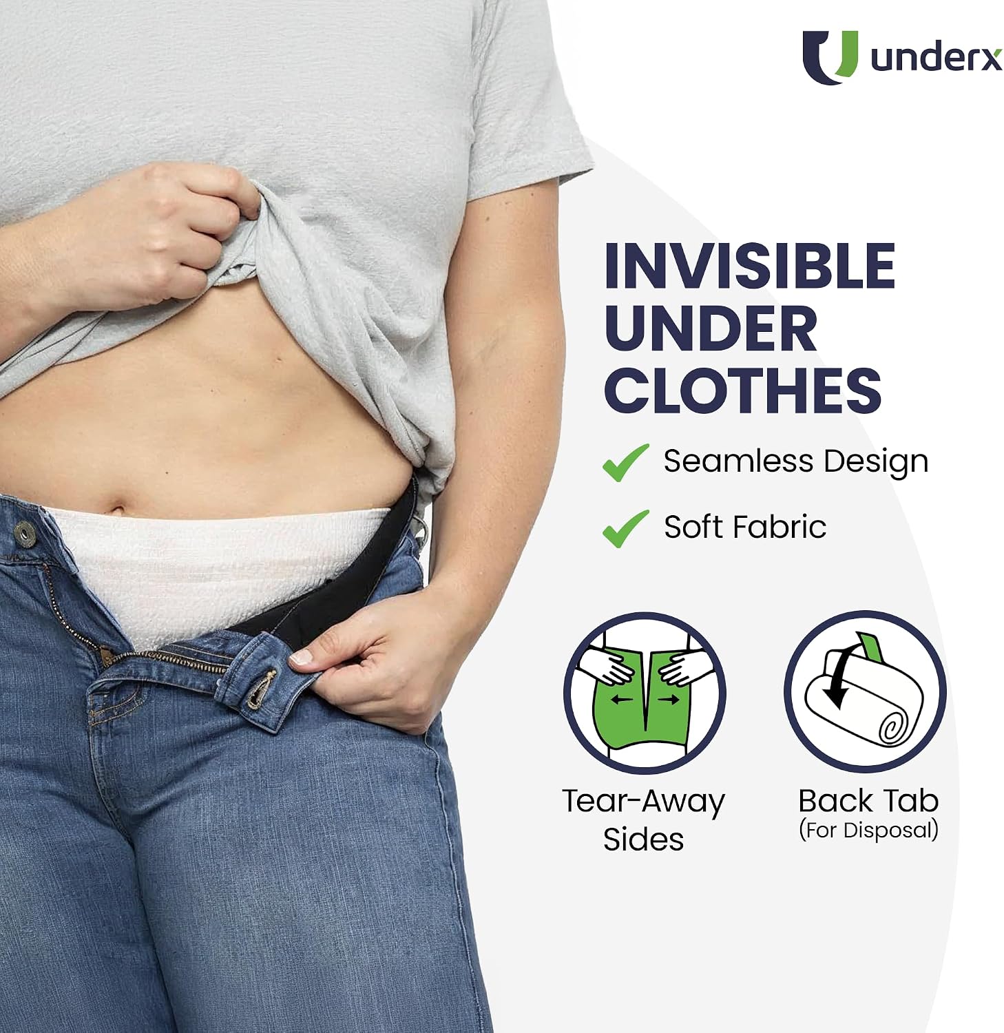 UnderX Adult Disposable Incontinence Underwear – Maximum Absorbency Pull Ups, Overnight Leak Protection, 8 Cup Absorption, Soft Latex-Free