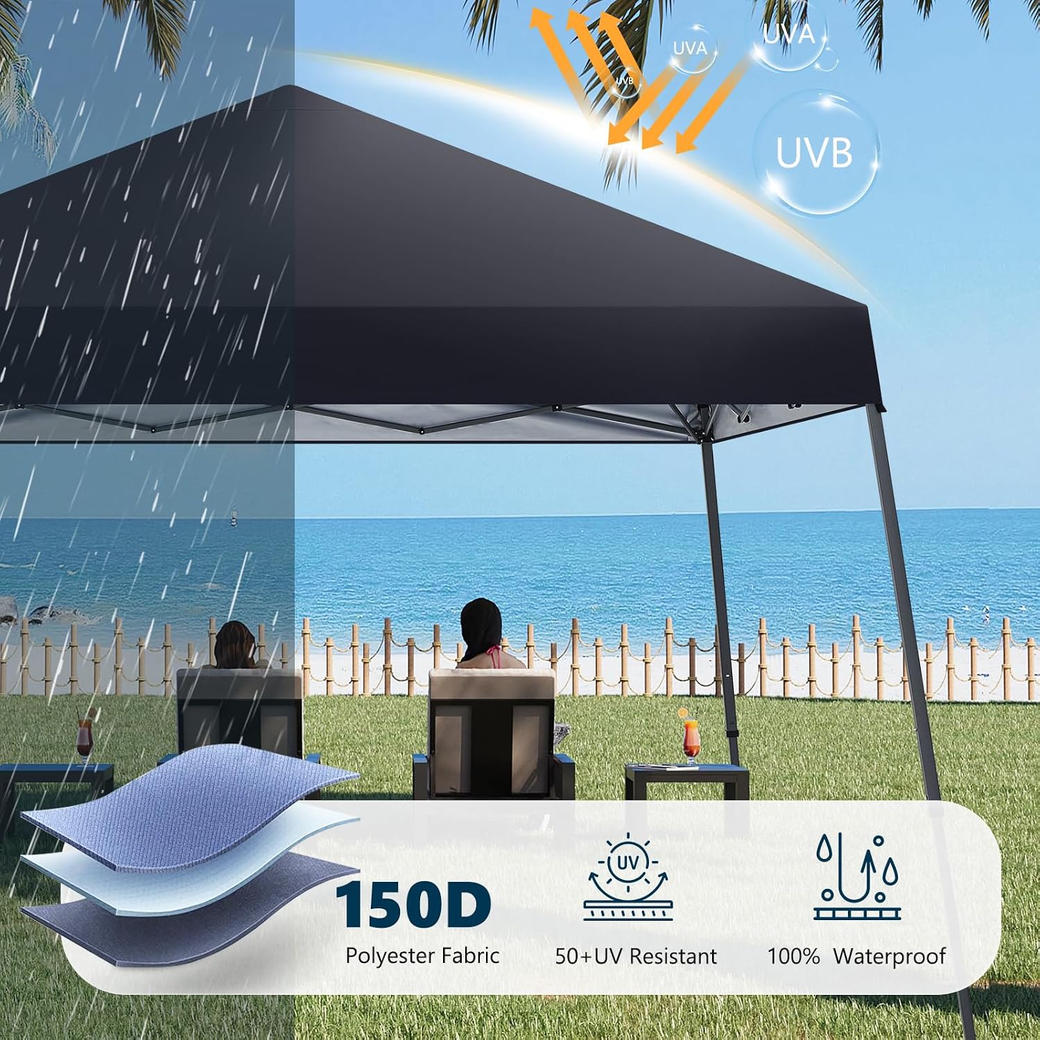 MASTERCANOPY 11x11 Slant Leg Pop Up Canopy Tent Black