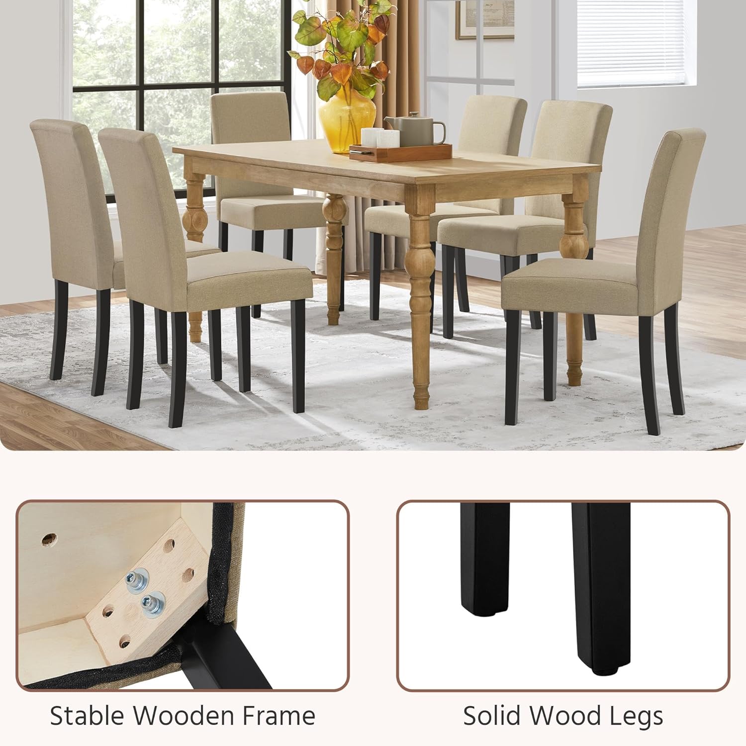 Yaheetech Dining Chairs Set of 4 Upholstered Kitchen Chairs Black