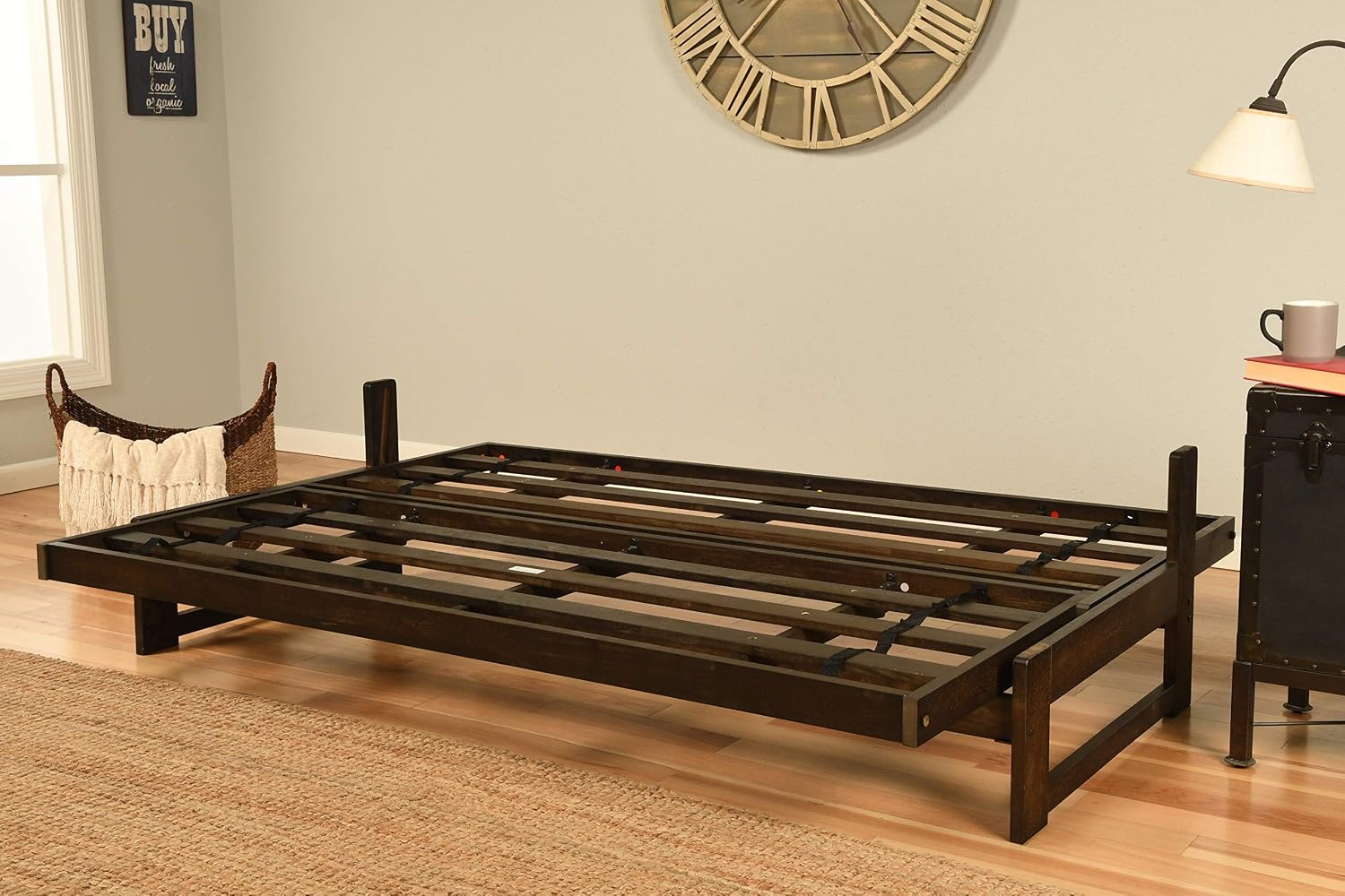 Kodiak Furniture Aspen Futon Set with Reclaim Mocha Finish, Suede Black
