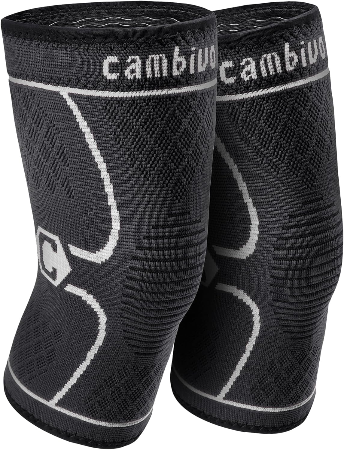 CAMBIVO 2 Pack Knee Braces for Women & Men, Knee Compression Sleeves for Knee Pain Relief, Knee Support with Non-Slip Silicone, Breathable, for Running, Workout, Weightlifting & Daily Use, Arthritis Support (Black, Medium)