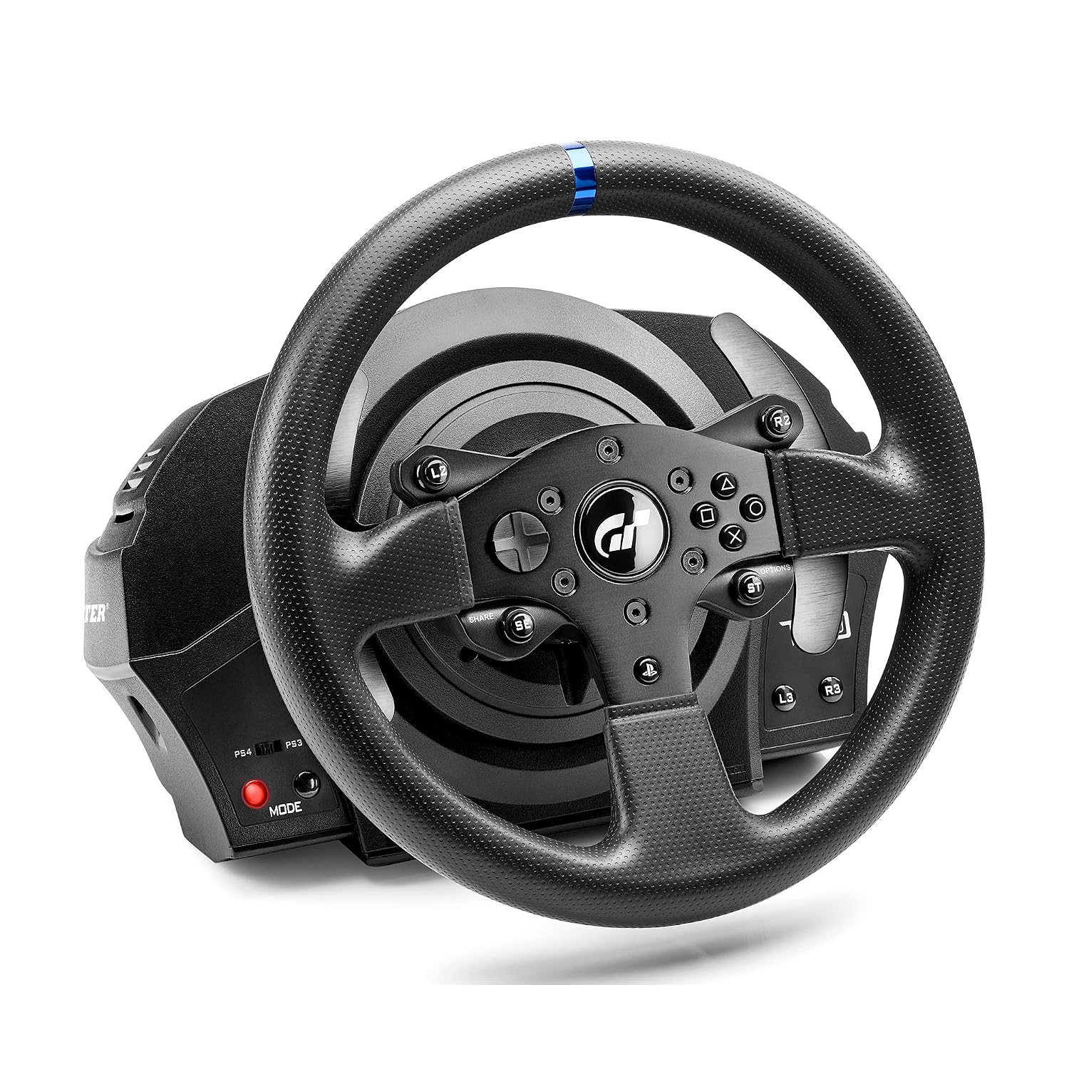 Thrustmaster T300RS GT Force Feedback Racing Wheel & 3 Pedal Set - PS5 & PC | Belt-driven motor, changeable rim, expandable with Thrustmaster shifters, for driving. farming simulators, cockpit ready