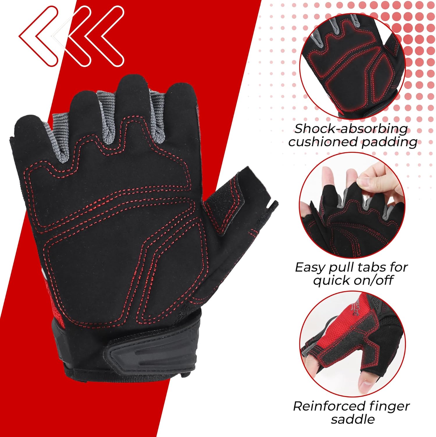HANDLANDY Framer Work Gloves Open-Finger Carpenters Gloves, Fingerless Gaming Gloves for Tactical Shooting, Airsoft, Hunting, Police Work and Hiking L