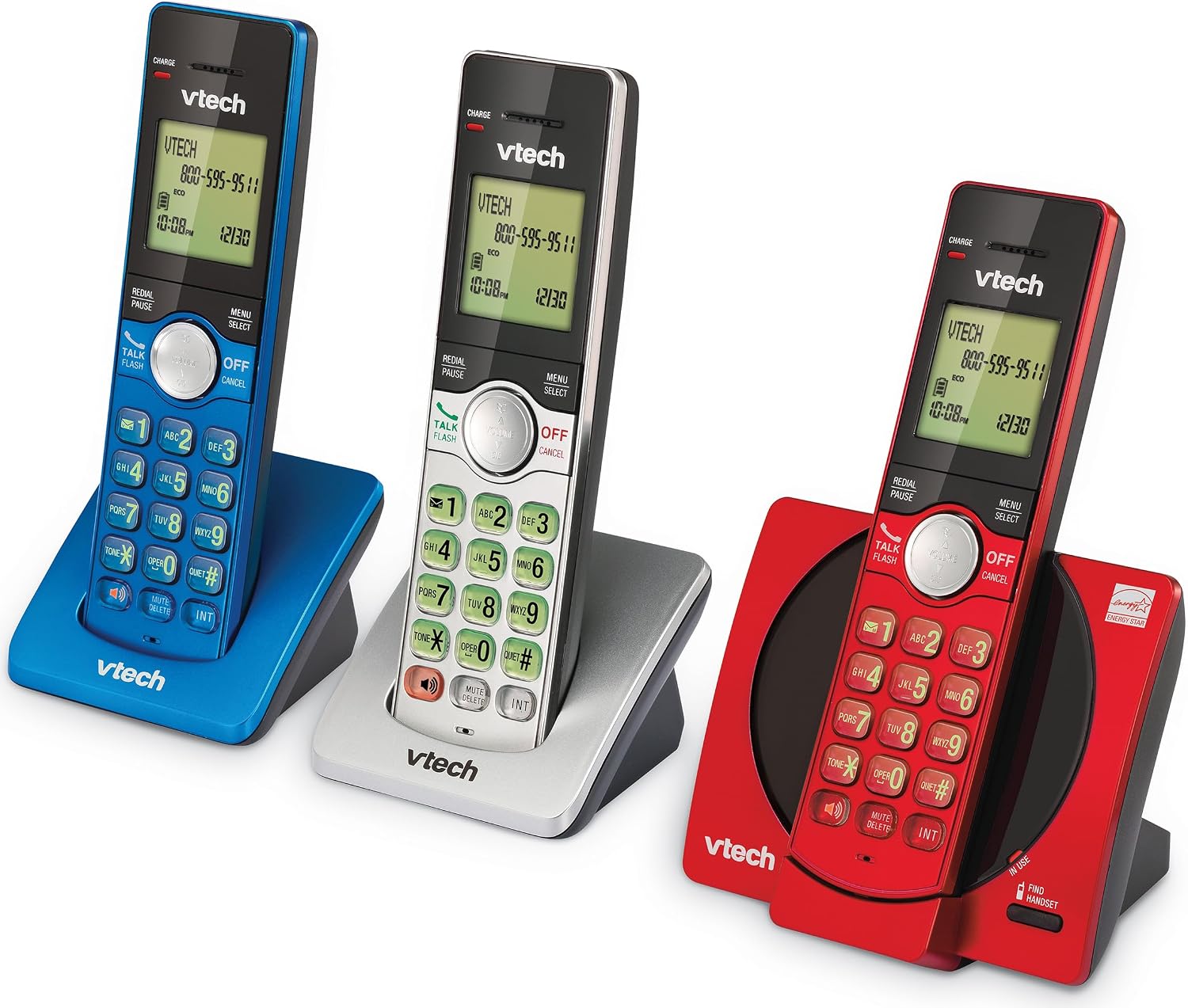 VTech CS6919-16 DECT 6.0 Cordless Phone, Red - Caller ID/Call Waiting (Stores 30 Calls), Backlit Keypad & Display, Full Duplex Handset Speakerphone, Wall Mountable