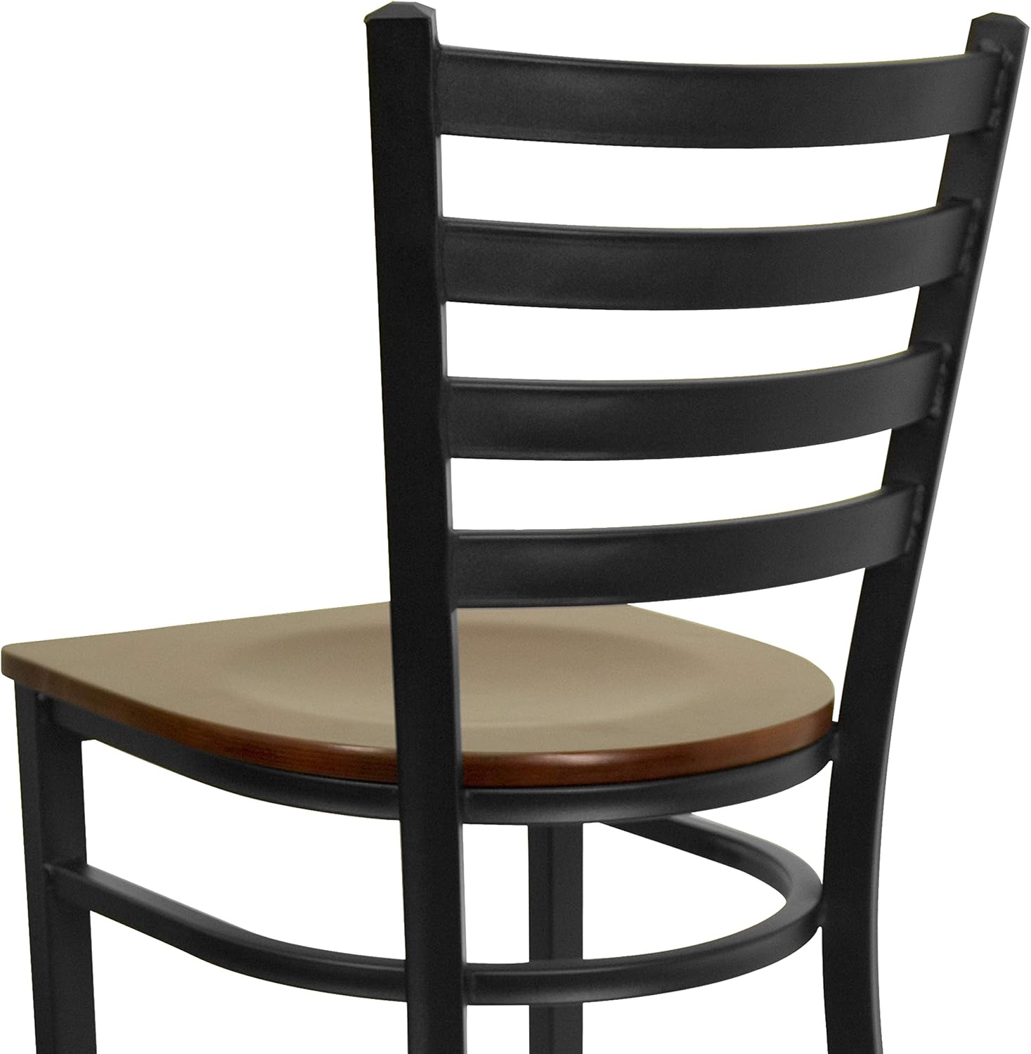 Flash Furniture Hercules Series Ladder Back Metal Restaurant Barstool, Modern Upholstered Armless Bar Height Chair for Restaurants and Kitchens, Black | Vinyl Upholstery, Durable Construction, Commercial Use