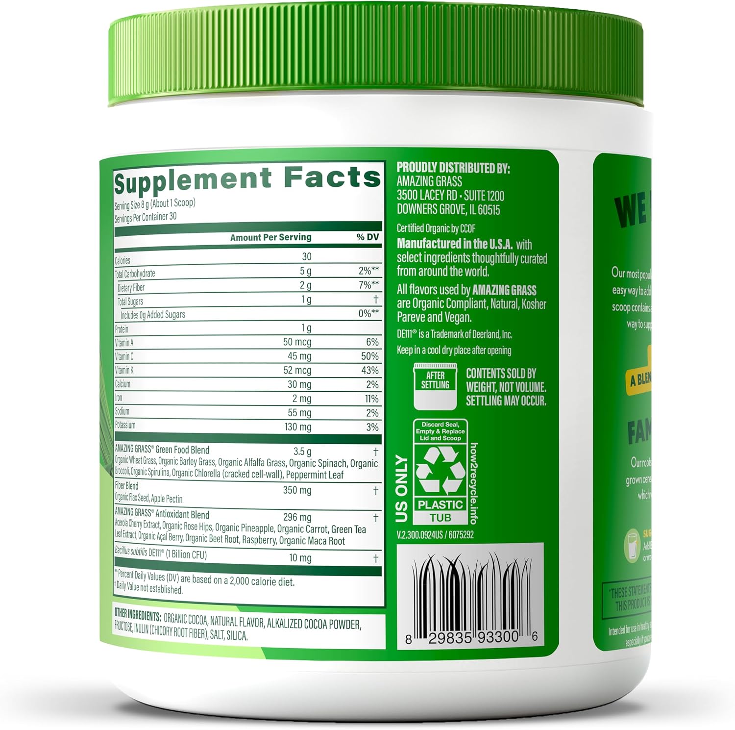 Amazing Grass Super Greens Powder Original, 60 Servings, 16.9 oz | Organic Greens Superfood Powder with Spirulina, Beet Root, Probiotics & Digestive Enzymes to Support Digestion
