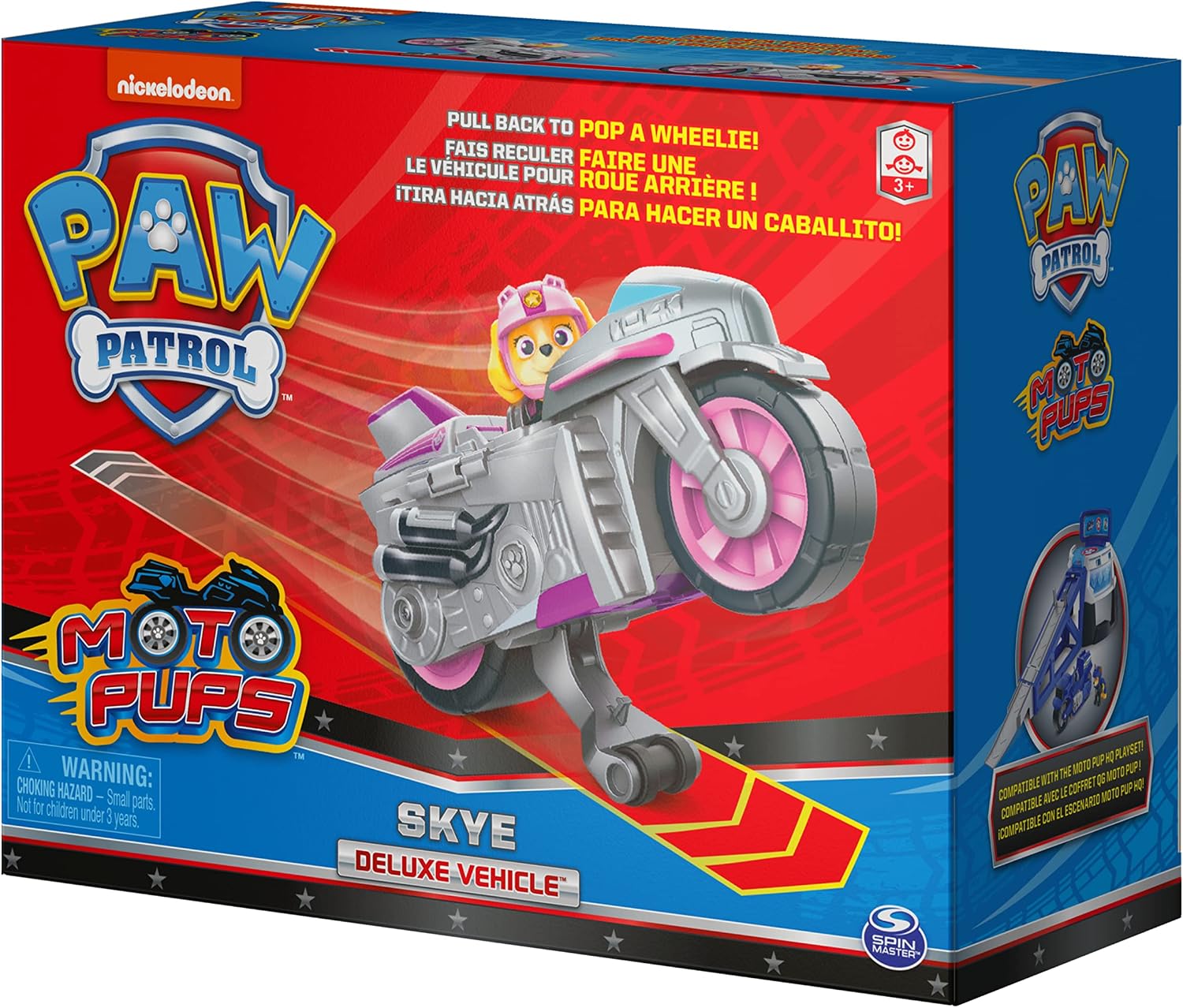 PAW Patrol, Moto Pups Wildcat’s Deluxe Pull Back Motorcycle Vehicle with Wheelie Feature and Toy Figure