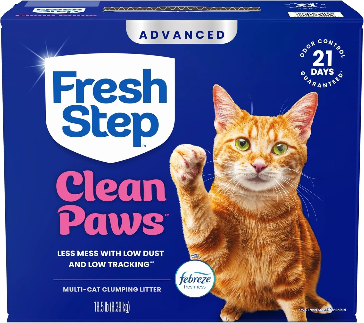 Fresh Step Advanced Clean Paws Multi Cat Clumping Cat Litter, 18.5 lb, 2 Pk