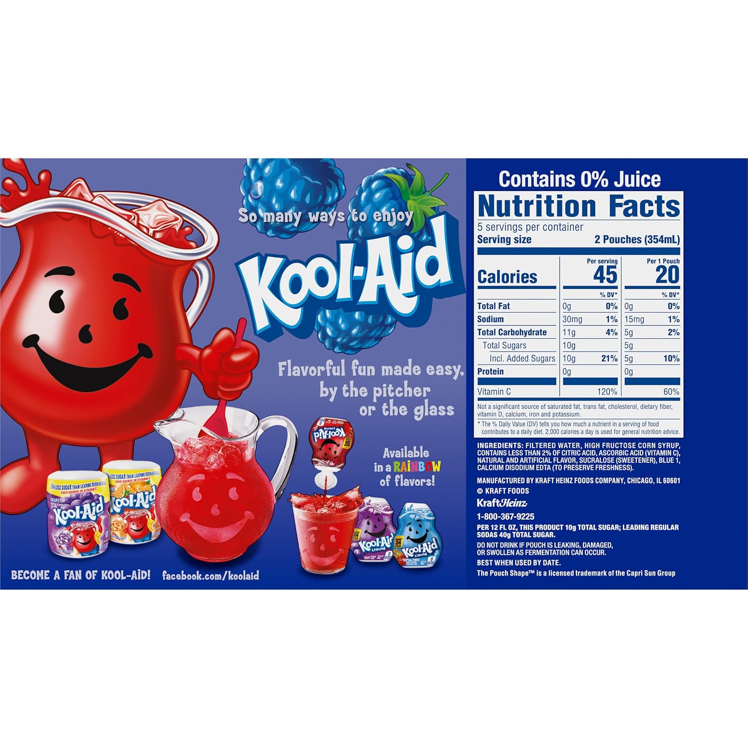 Kool-Aid Juice Drink, 40 ct Pack, Grape Flavored, 4 Boxes of 10 Pouches