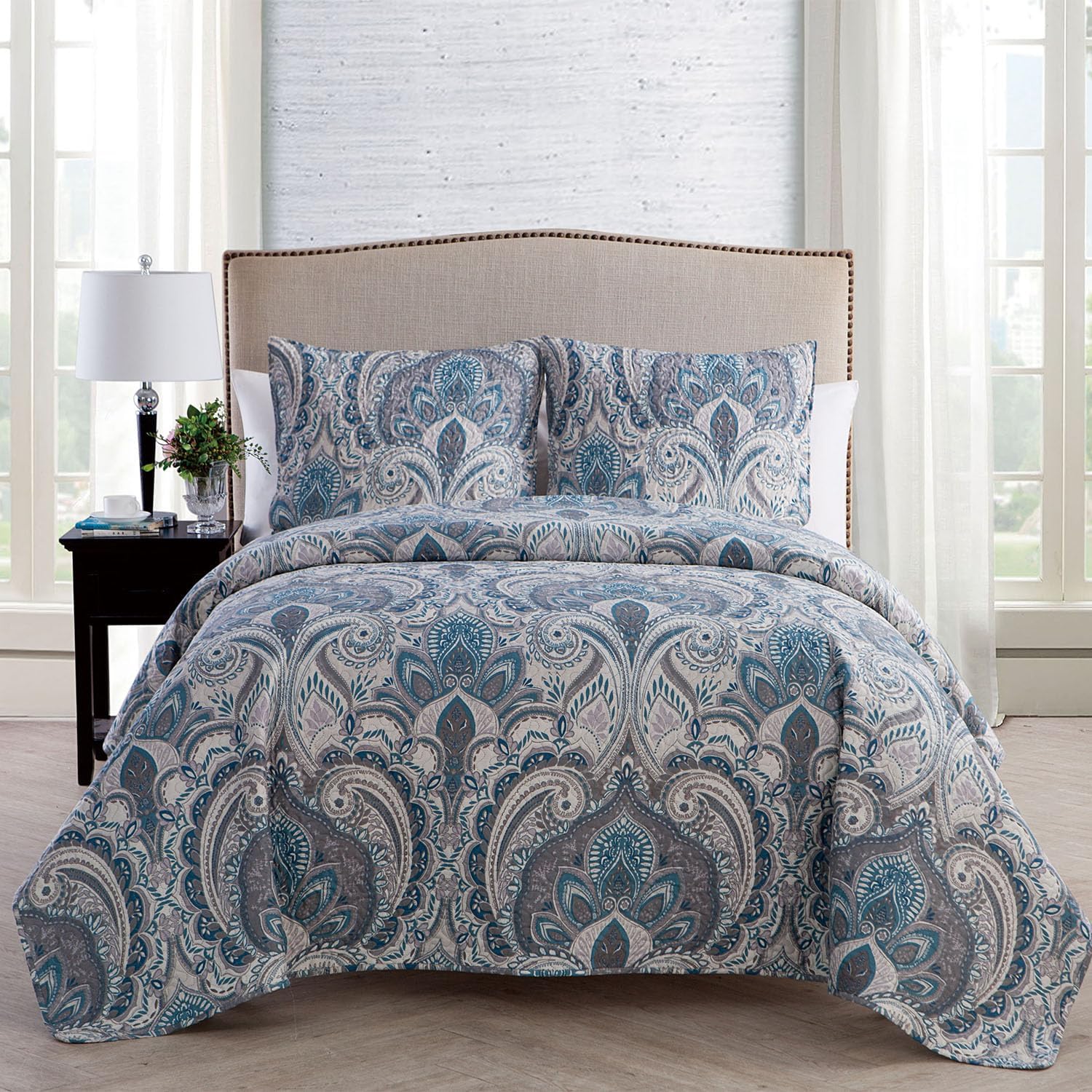 VCNY Home Lawrence 3-Piece Bedding Set, Queen/Full, Blue