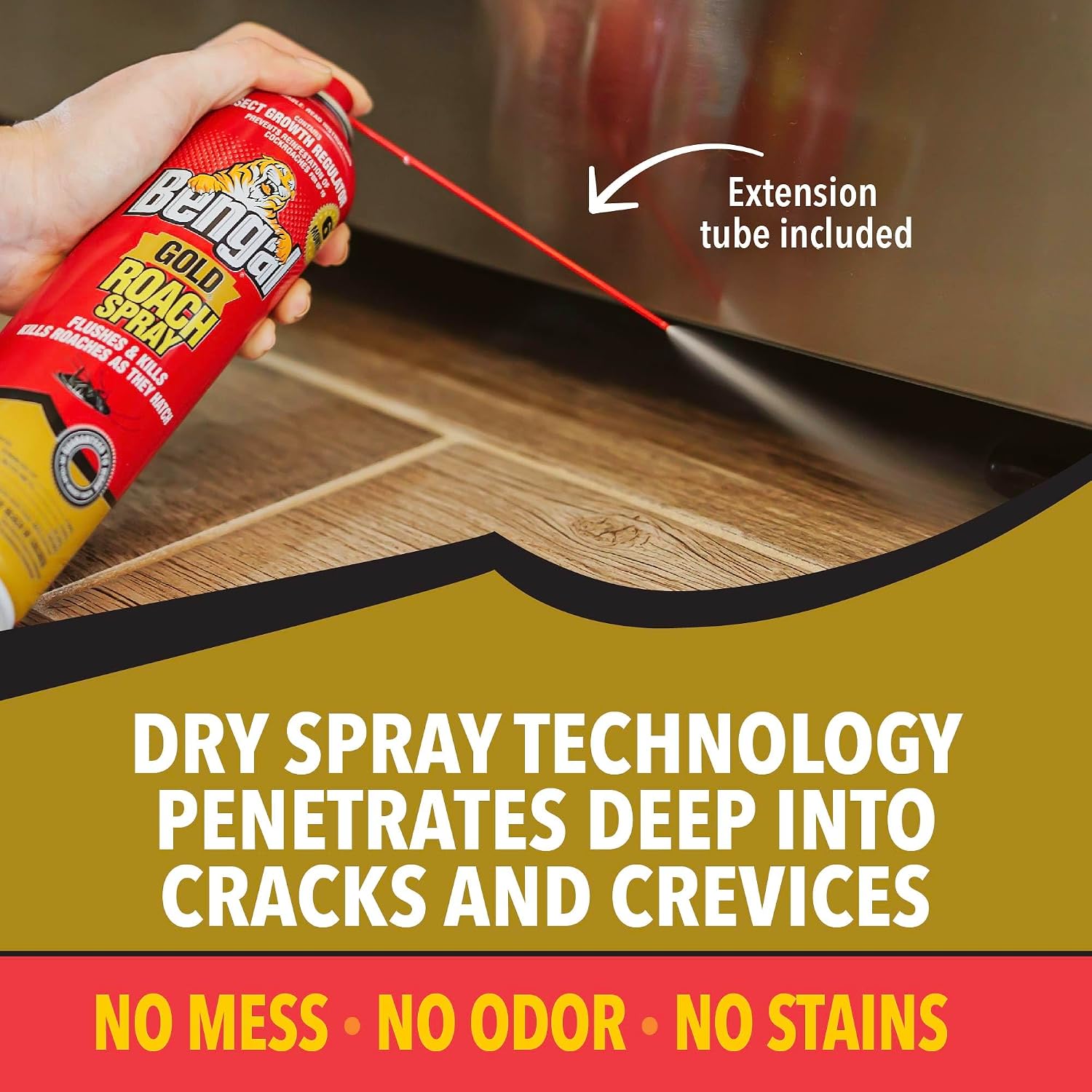 Bengal Gold Roach Spray - Prevents Reinfestation Up to 6 Months - 3 Pack | 11 oz - Odorless, Stain-Free Bug Spray for Home