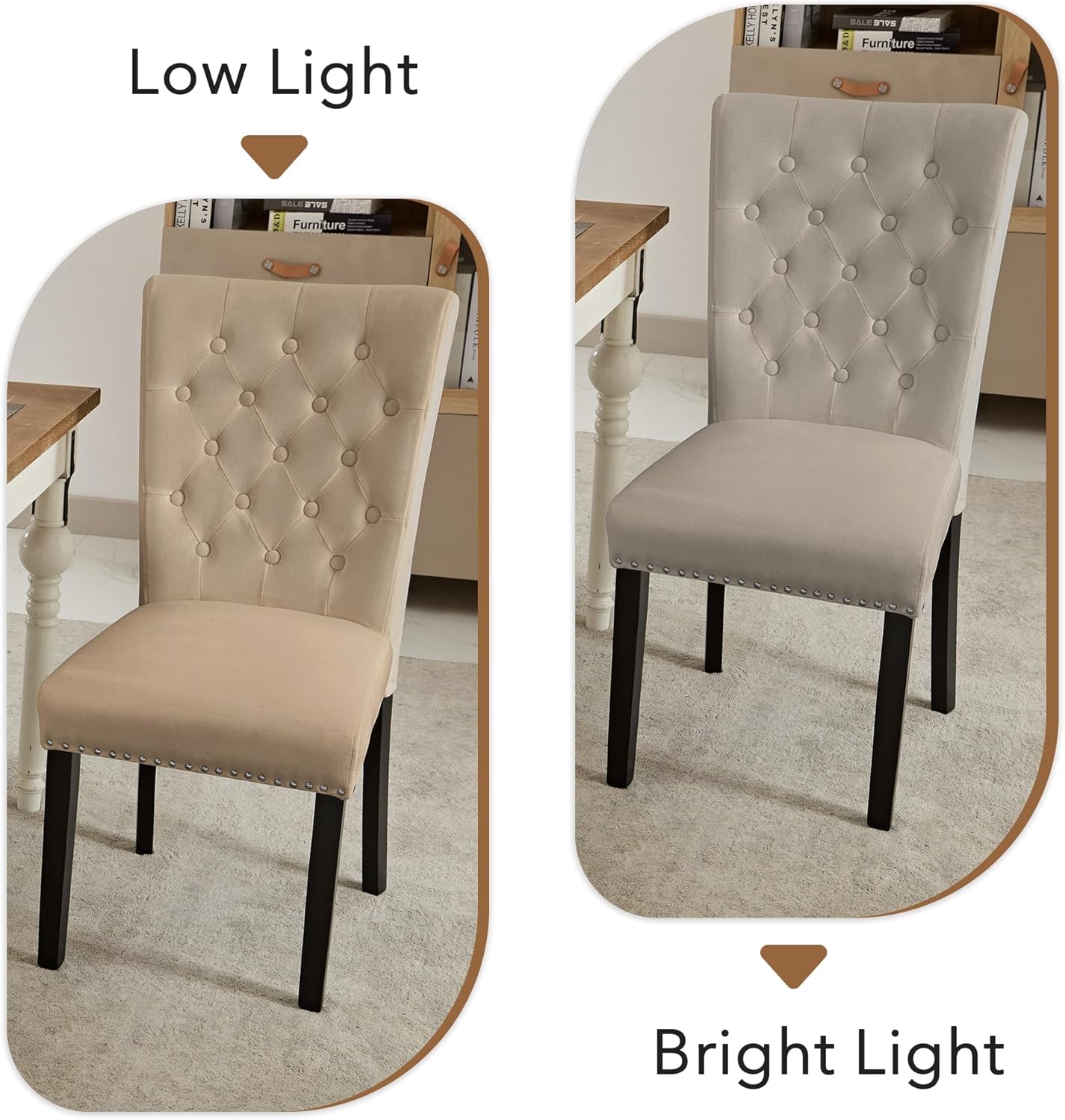 adochr Velvet Dining Chairs Set of 2, Parsons Kitchen Chair, Blue