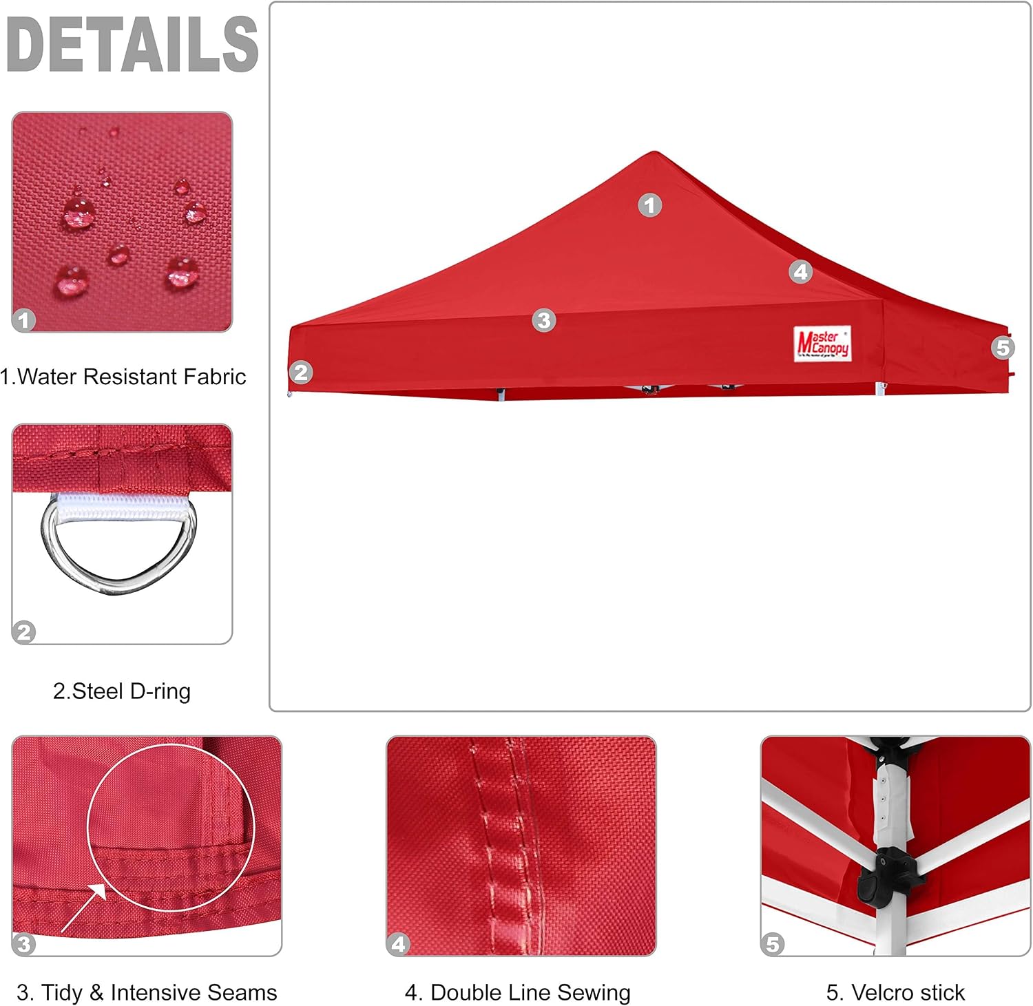 MASTERCANOPY 10x10 Replacement Pop Up Canopy Top for Kingkong Frame Gray