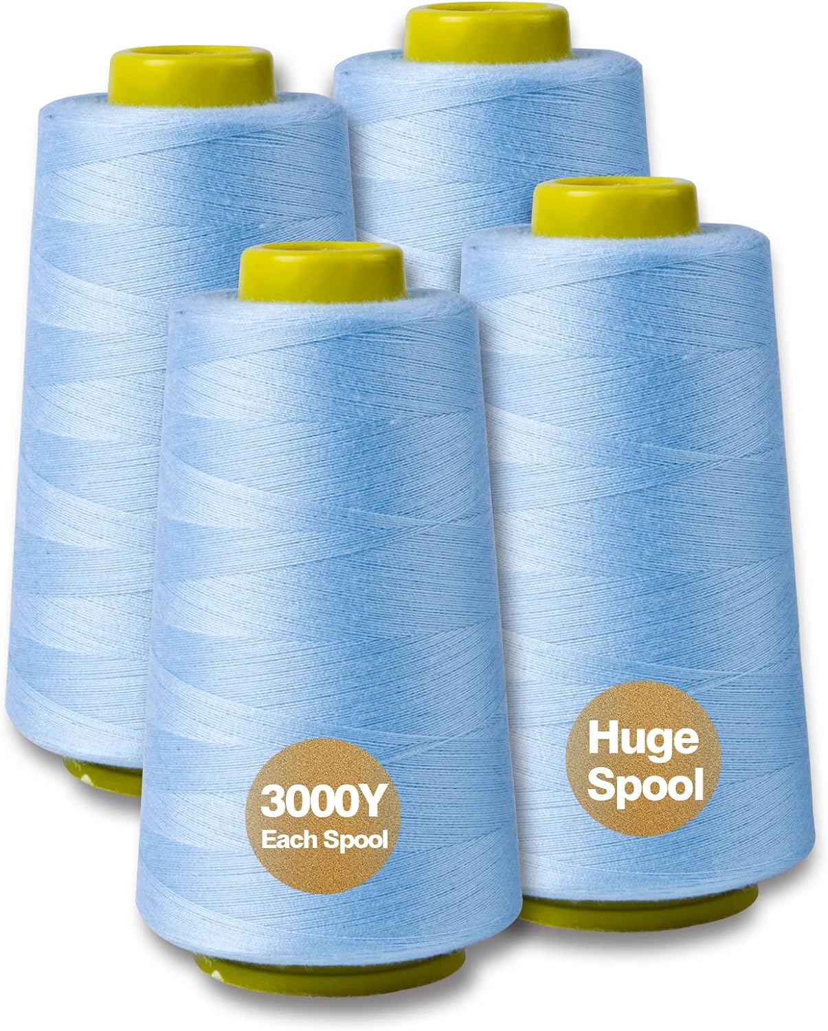 Black Serger Thread, All-Purpose Thread for Sewing, Polyester, 4 Cones of 3000 Yards Each Spool for Sewing Machine