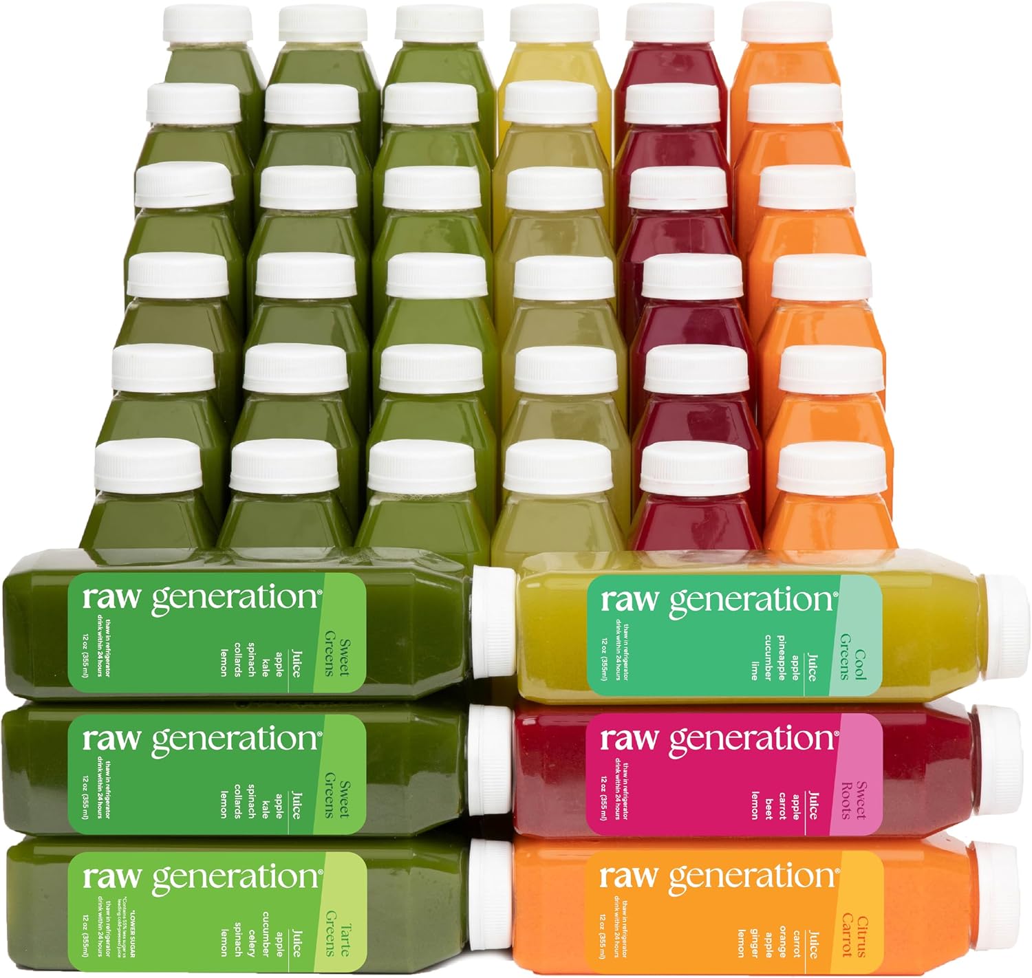Raw Generation Skinny Juice Cleanse, 5-Day, 30 Cold-Pressed Juice Bottles | Clean ingredients, no added sugar or sweeteners, fruit & vegetable blends, 19g daily protein, at-home reset, cravings support