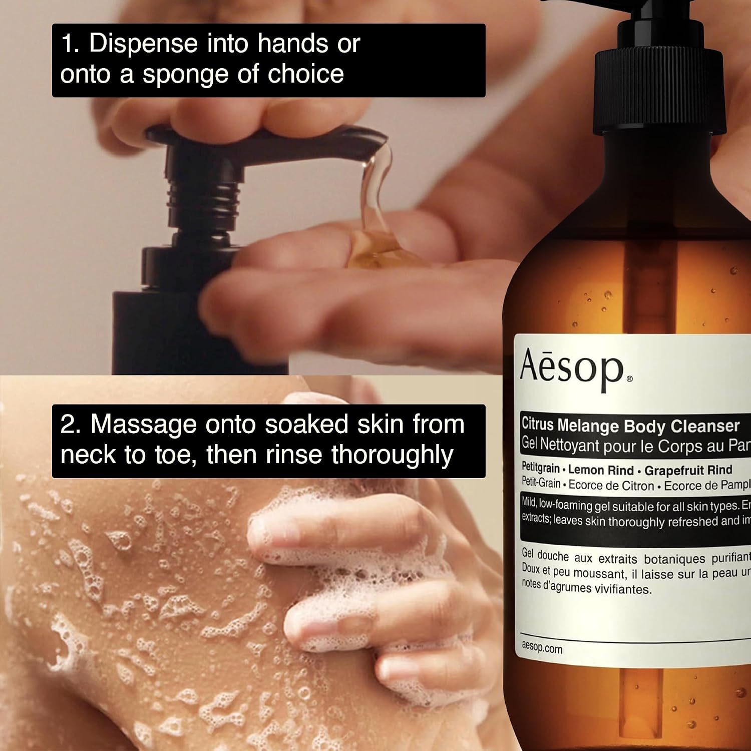 Aesop Geranium Leaf Body Cleanser | Gentle Shower Gel with Geranium, Mandarin and Bergamot Essential Oil Blend to Refresh & Balance Skin | 500 mL / 16.9 oz