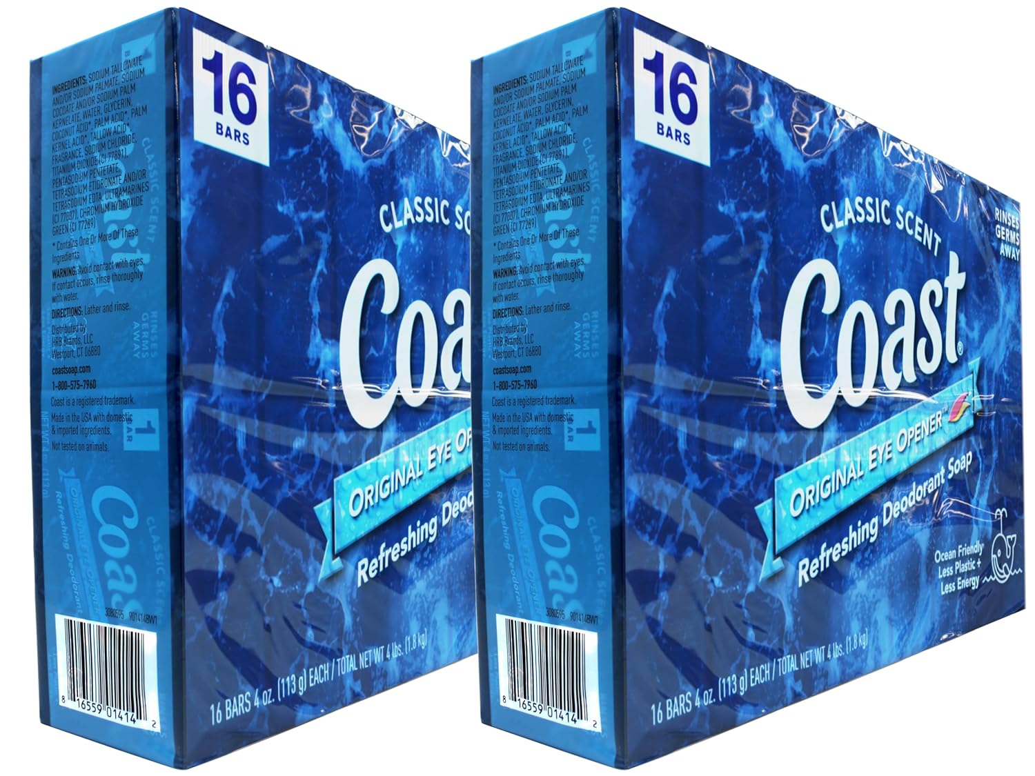 Coast Refreshing Deodorant Soap - Bar Soap with Thick Rich Lather - Clean Rinsing Formula for Fresh, Non-Dry Skin - Classic Scent - 8 x 4 oz