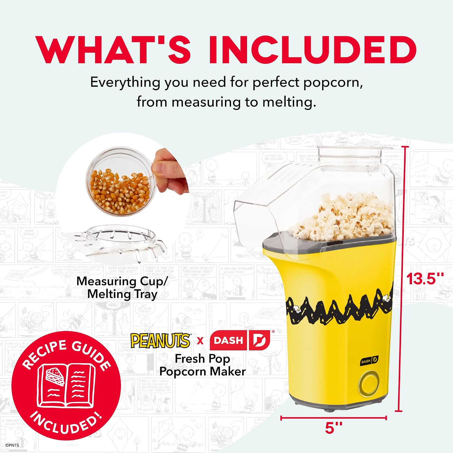 Dash Fresh Pop Popcorn Maker, 16-Cup Hot Air Popper, Aqua | Electric Popcorn Machine, Oil-Free Air Popped Popcorn, Built-In Measuring Cup & Butter Melting Tray, Movie Night Snacks