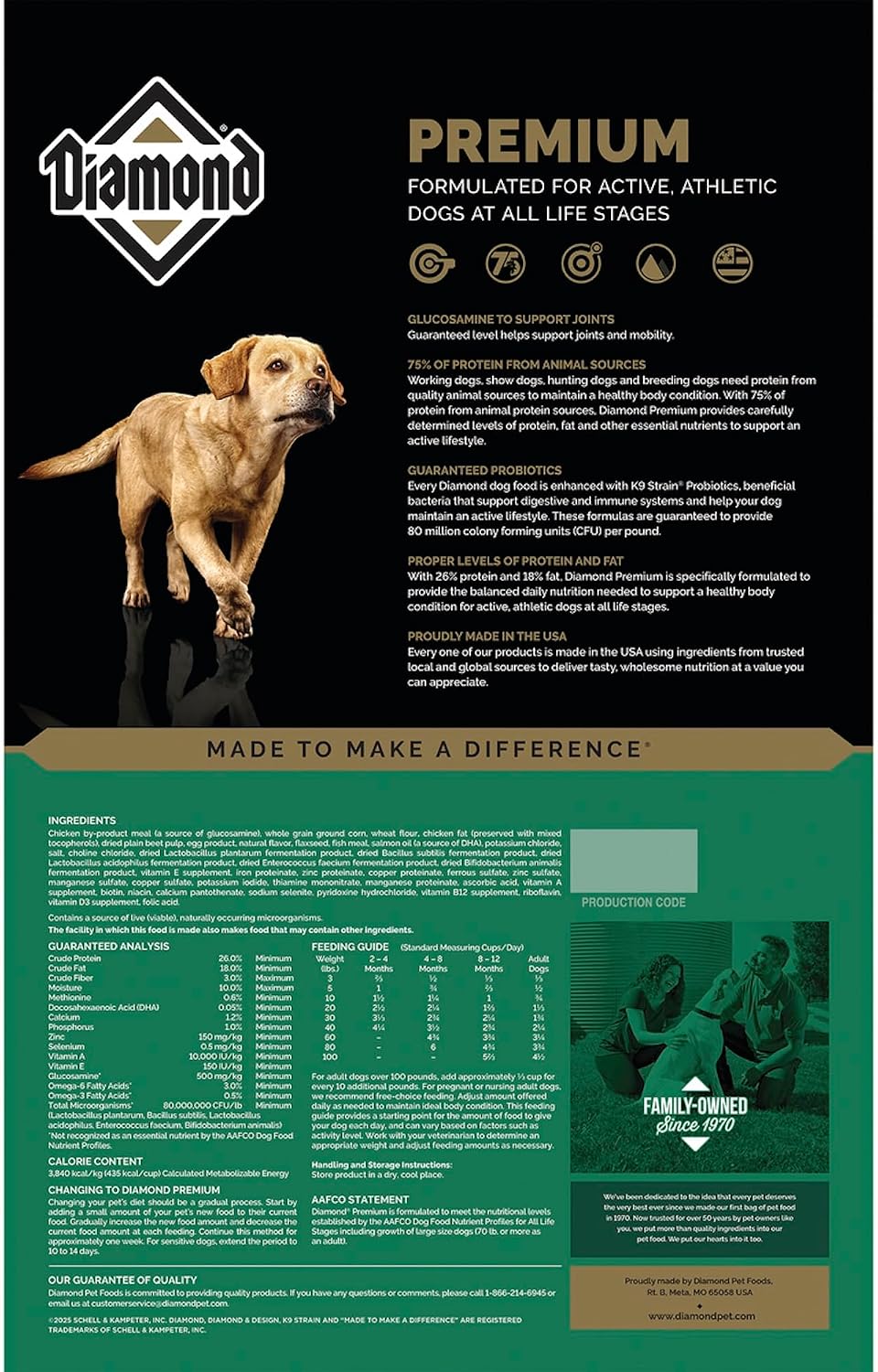 Diamond Maintenance Adult Dry Dog Food, Chicken Protein, 40lb | For Moderately Active Dogs | Omega Fatty Acids Help Support Healthy Skin & Shiny Coat | Guaranteed Probiotics