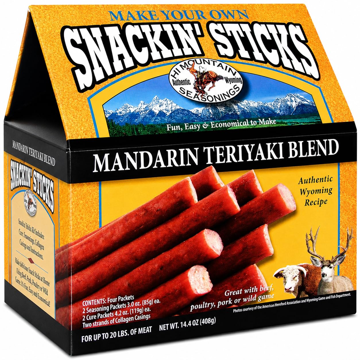 Hi Mountain Snack Stick Seasoning Kit | ORIGINAL | Makes 20 lbs | Complete Snack Stick Kit, Seasoning, Cure, Casings, & Directions Included, For Beef, Deer, Elk, Venison & Wild Game Meat