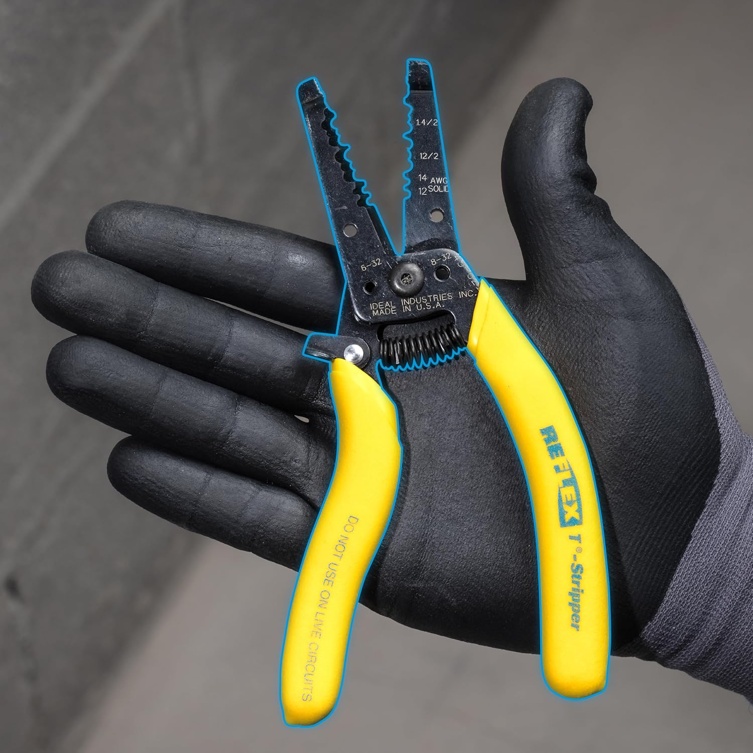 IDEAL Electrical Reflex Super T-Stripper Wire Strippers, 8–16 AWG Solid, 10–18 AWG Stranded, Ergonomic Wire Cutter and Stripping Tool with Textured Sleeves, Locking Handle