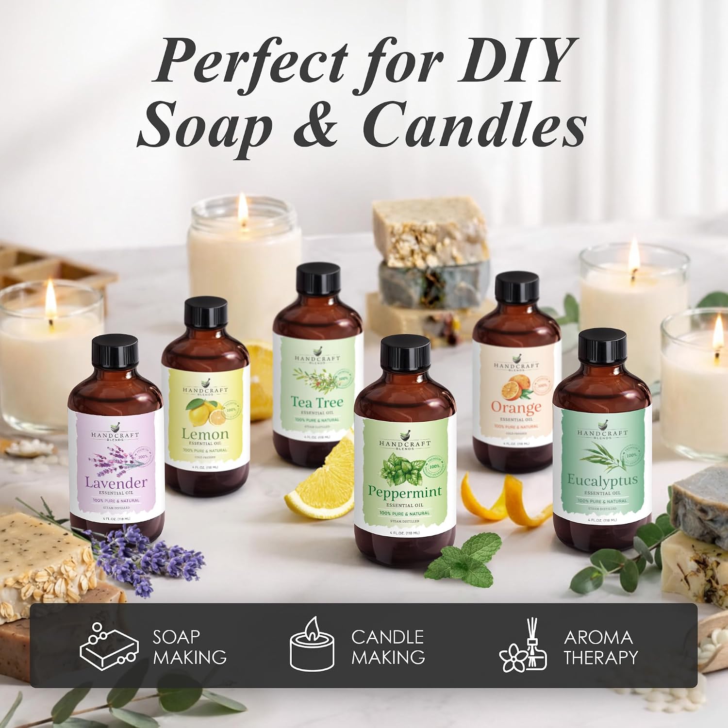 Handcraft Blends Peppermint Essential Oil – Huge 4 Fl Oz – 100% Pure and Natural – Premium Grade Essential Oil for Diffuser and Aromatherapy, Skin, Massage, Candle and Soap Making Fragrance