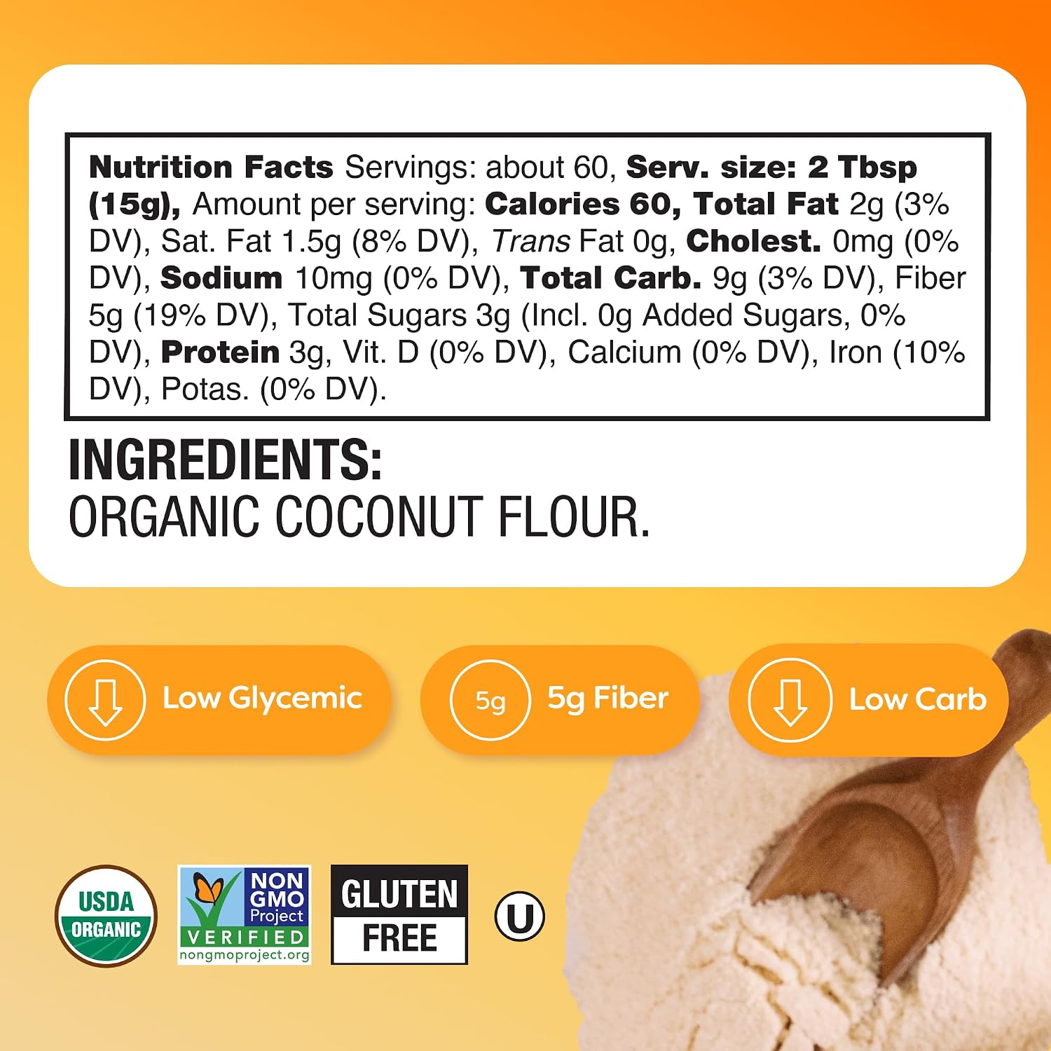 BBF Organic Coconut Flour 2 lb, Gluten free, Keto & Paleo Baking