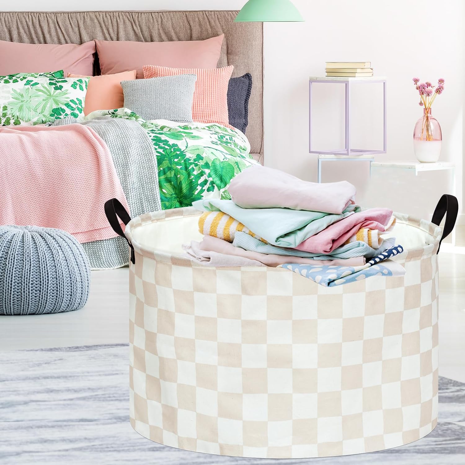 MAIZMZ Kids Hamper Storage Basket Nursery Bins Baby Gift Toy Organizer Box Laundry Basket Large Canvas Collapsible Chest for