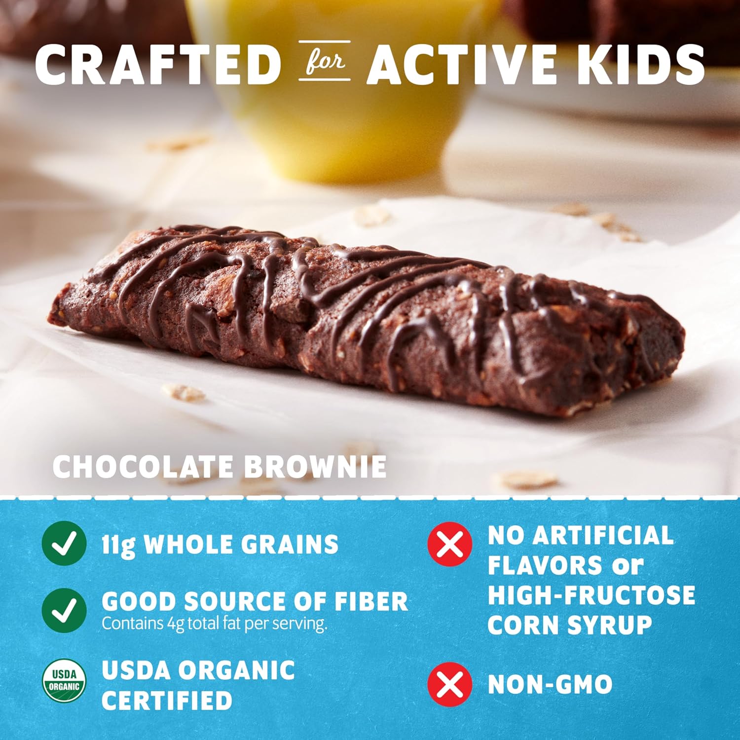Zbar - Chocolate Brownie - Soft-Baked Energy Snack Bars - Non-GMO - 11g Whole Grains - USDA Organic Granola Bars - Snacks for Kids (18 Pack)