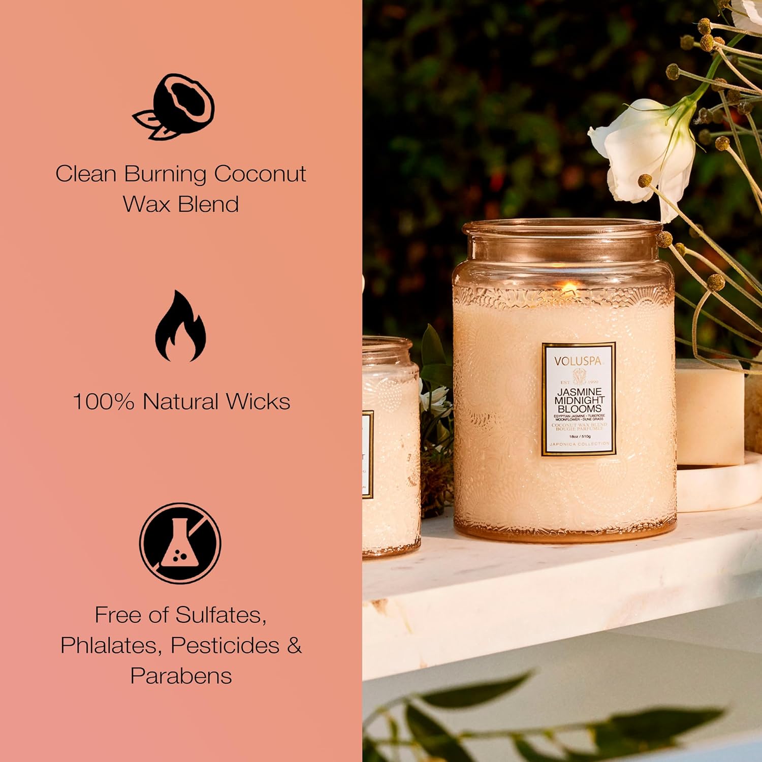 Voluspa French Cade Lavender Large Scented Candle Jar 18 Oz, 100 Hr Burn | Coconut Wax Blend in Decorative Glass, Clean Even Burn, USA Handcrafted Gift for Hosts, Fragrance Lovers & Relaxed Rooms