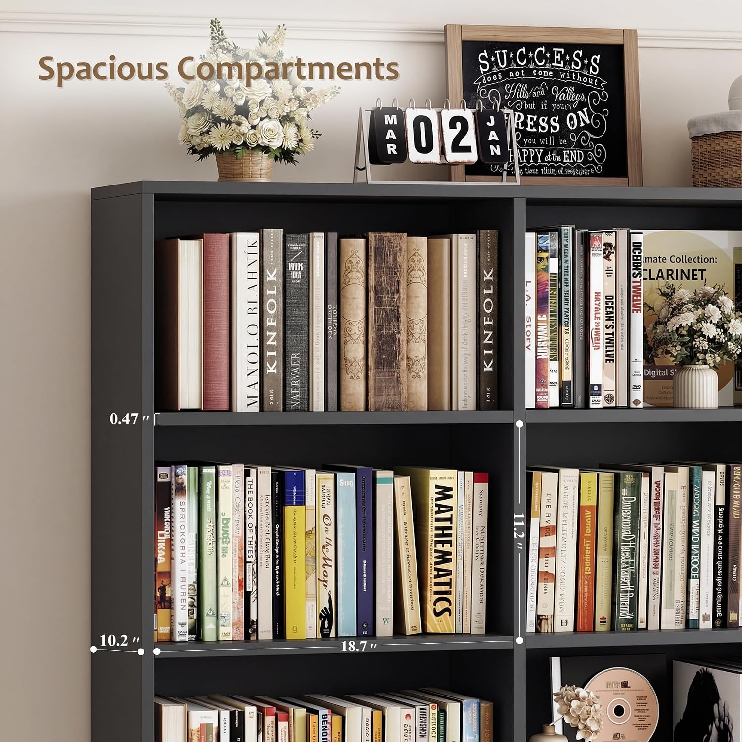HOSTACK 71" Tall Triple Wide Bookshelf with Storage Drawers & Doors, Green | Large Bookcase with Cabinet, Modern 6-Tier Open Display Shelves, Wood Book Shelf for Living Room, Home Office