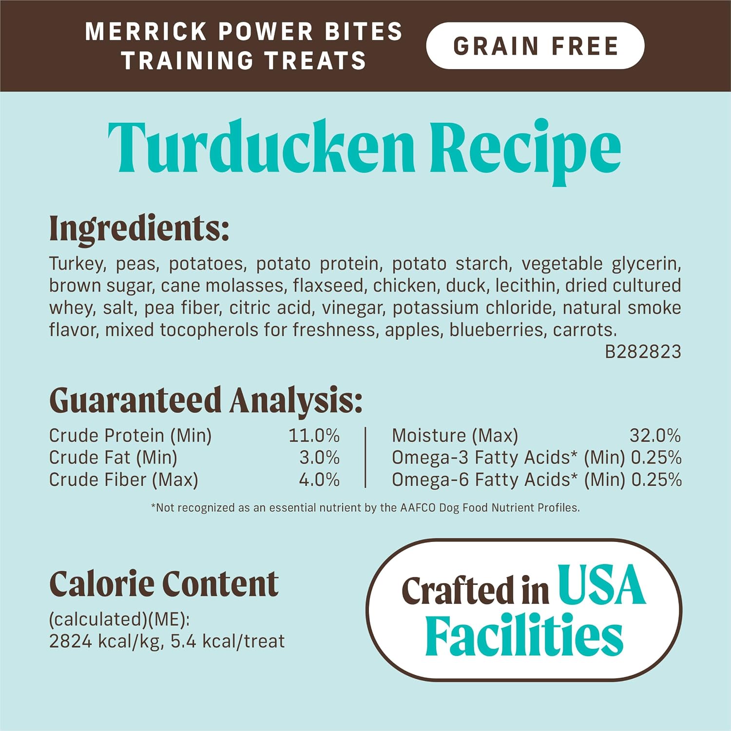 Merrick Power Bites Natural Soft And Chewy Real Meat Dog Treats, Grain Free Snack, Real Turducken Recipe - 6 oz. Bag