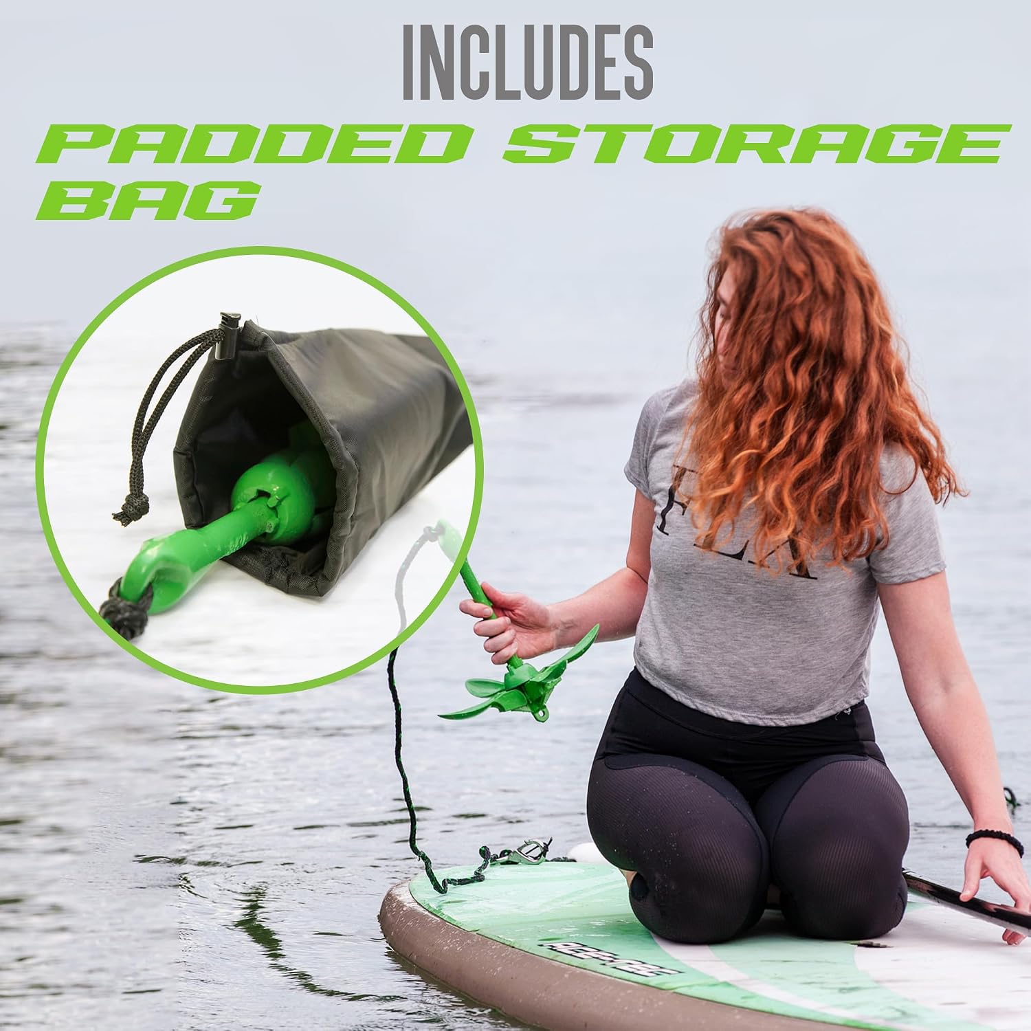 Kayak Anchor Kit - 3.5 lb, Green - Folding Grapnel Anchor with 25 ft Rope | Gradient Fitness boat anchor kit for paddle boards, SUPs, canoes, jet ski
