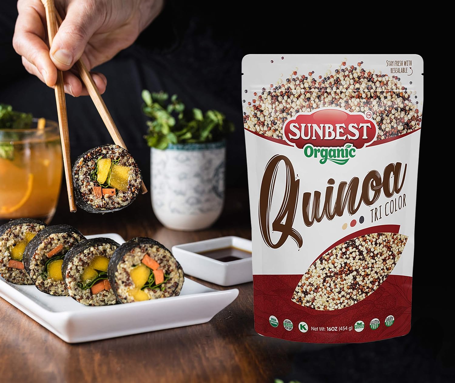 Sunbest Natural Organic Brown Sesame Seeds 32 oz.(2 lb) - USDA Organic, Non-GMO, Vegan, Gluten-free, Kosher - Fresh & Nutrient-Rich Snack, Topping, Baking - 2-Pack 16 oz
