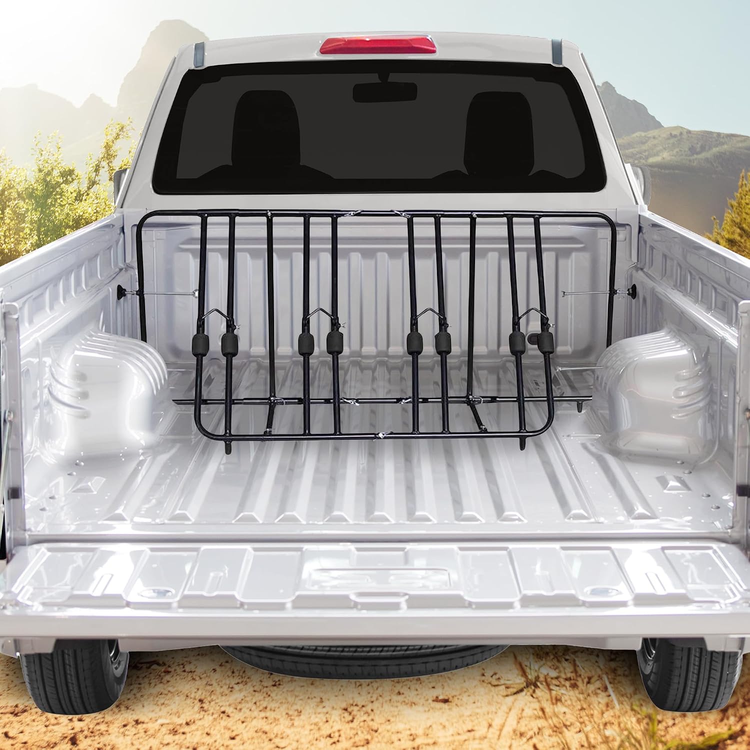 Titan Ramps Truck Bed Adjustable Steel Bike Rack for Up to 4 Bikes - Fits Most Makes/Models