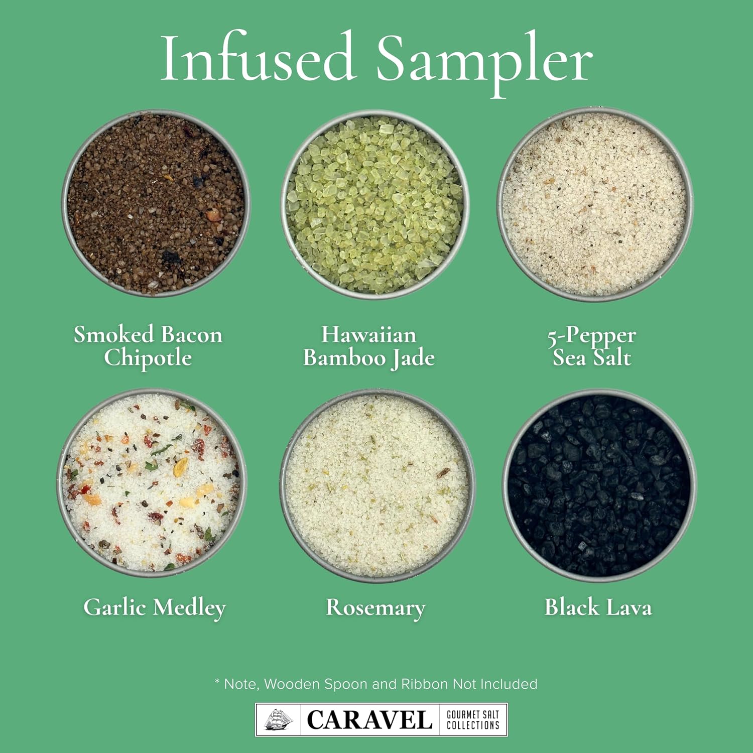 Caravel Gourmet Smoked Sea Salt Sampler, 6-Flavor Grilling Salts, 0.5 oz | Grilling & cooking salts bundle, finishing salt & spice variety pack gift for special occasions