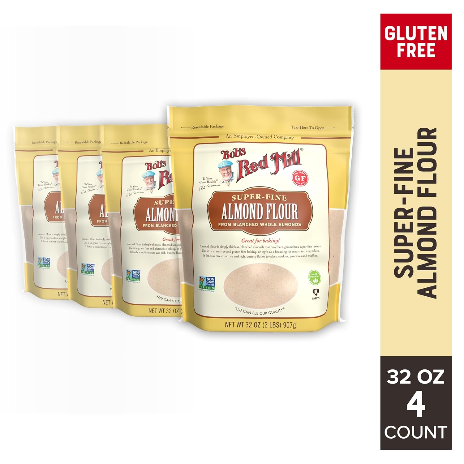 Bob's Red Mill Blanched Almond Flour, Finely Sifted - 1 Pound (Pack of 4) - Non-GMO, Gluten Free, Paleo, Vegan, Keto Friendly