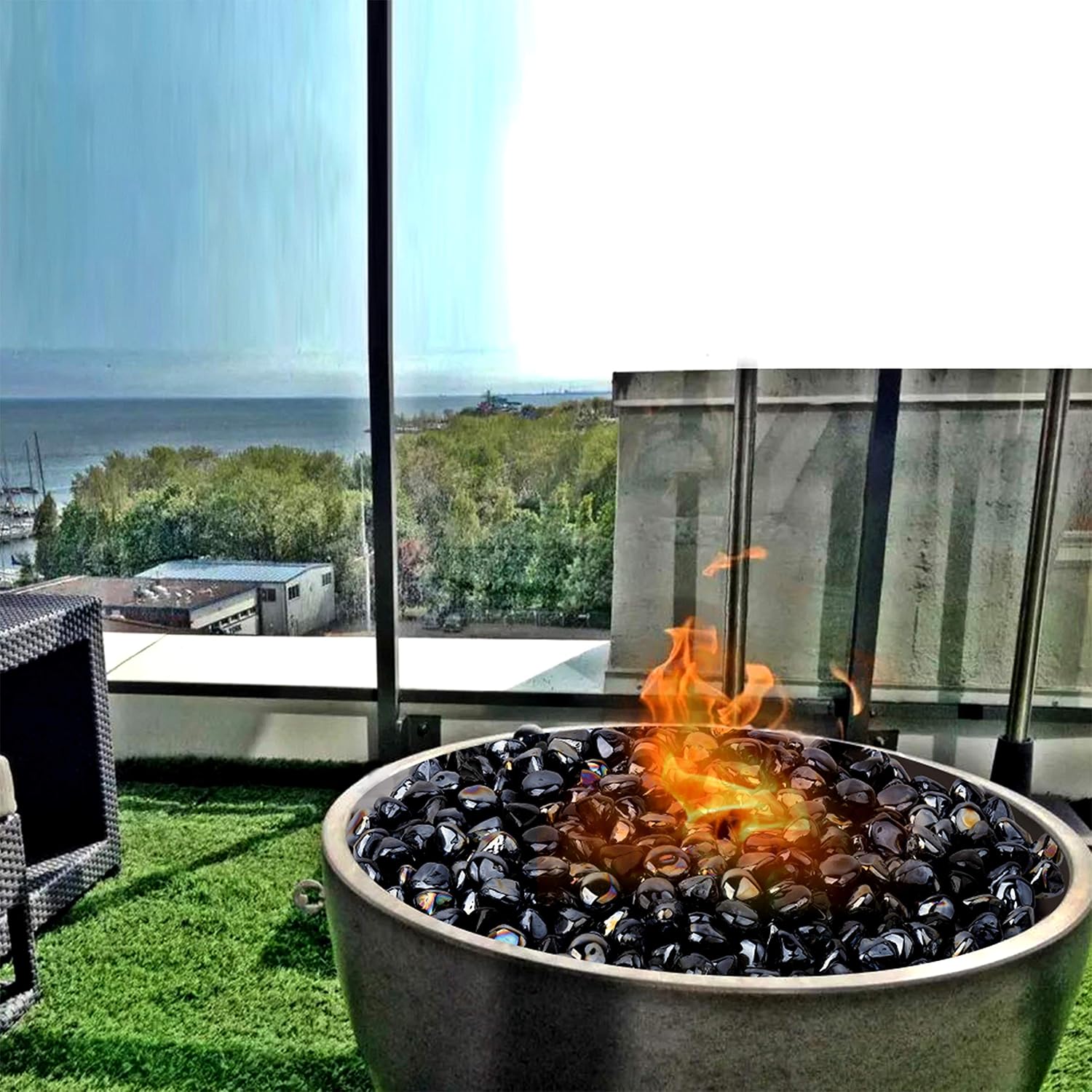 Mr. Fireglass 10 Pounds 1 Inch Diamond Fire Glass, High Luster Crystal Ice | Reflective Fire Pit Glass Rocks,10 lbs, For Propane & Natural Gas Fire Pits Table Fireplace & Lanscape