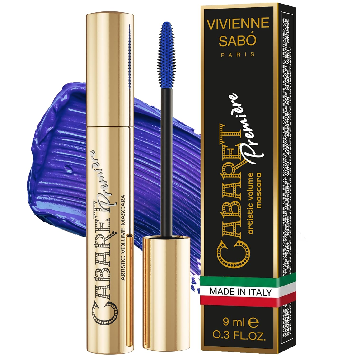 Vivienne Sabó Cabaret Premiere Black Mascara, Volume and Length, Defining, Curling, No Flaking, No Clumping, Smudge Proof, Washable, Cruelty-Free, Made in Europe, (01 Black), 0.3 Fl Oz, 1 Pack