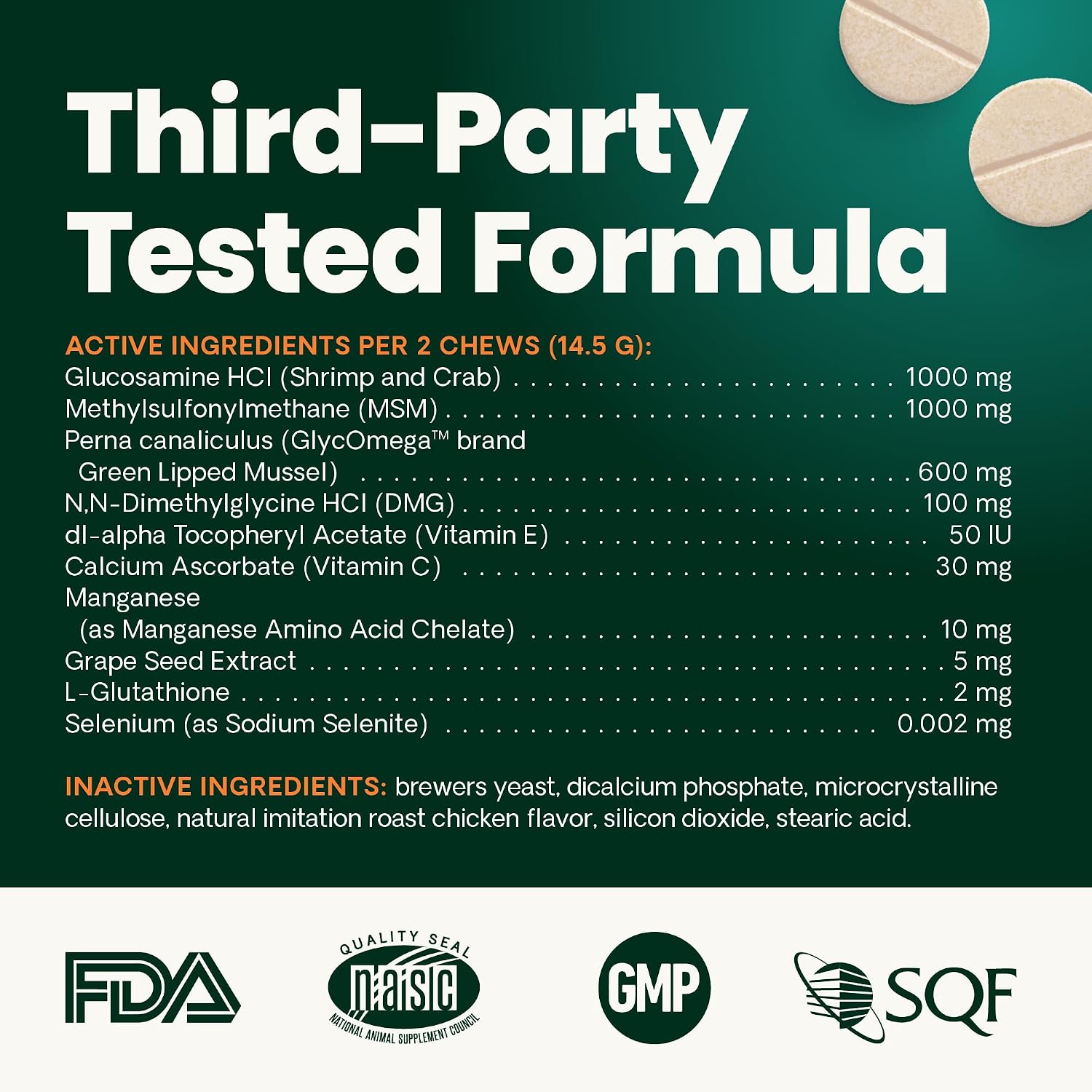 VetriScience Glycoflex 3 Clinically Proven Hip and Joint Supplement for Dogs - Maximum Strength Dog Supplement with Glucosamine, MSM, Green Lipped Mussel & DMG - 120 Count
