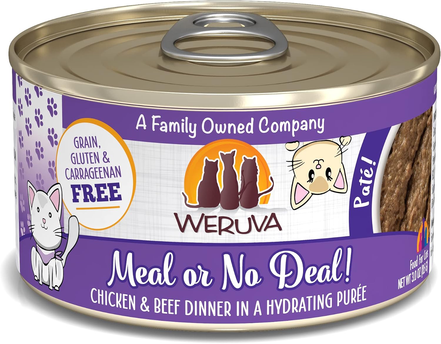 Weruva Classic Cat Paté, Meal or No Deal! with Chicken & Beef, 3oz Can (Pack of 12)