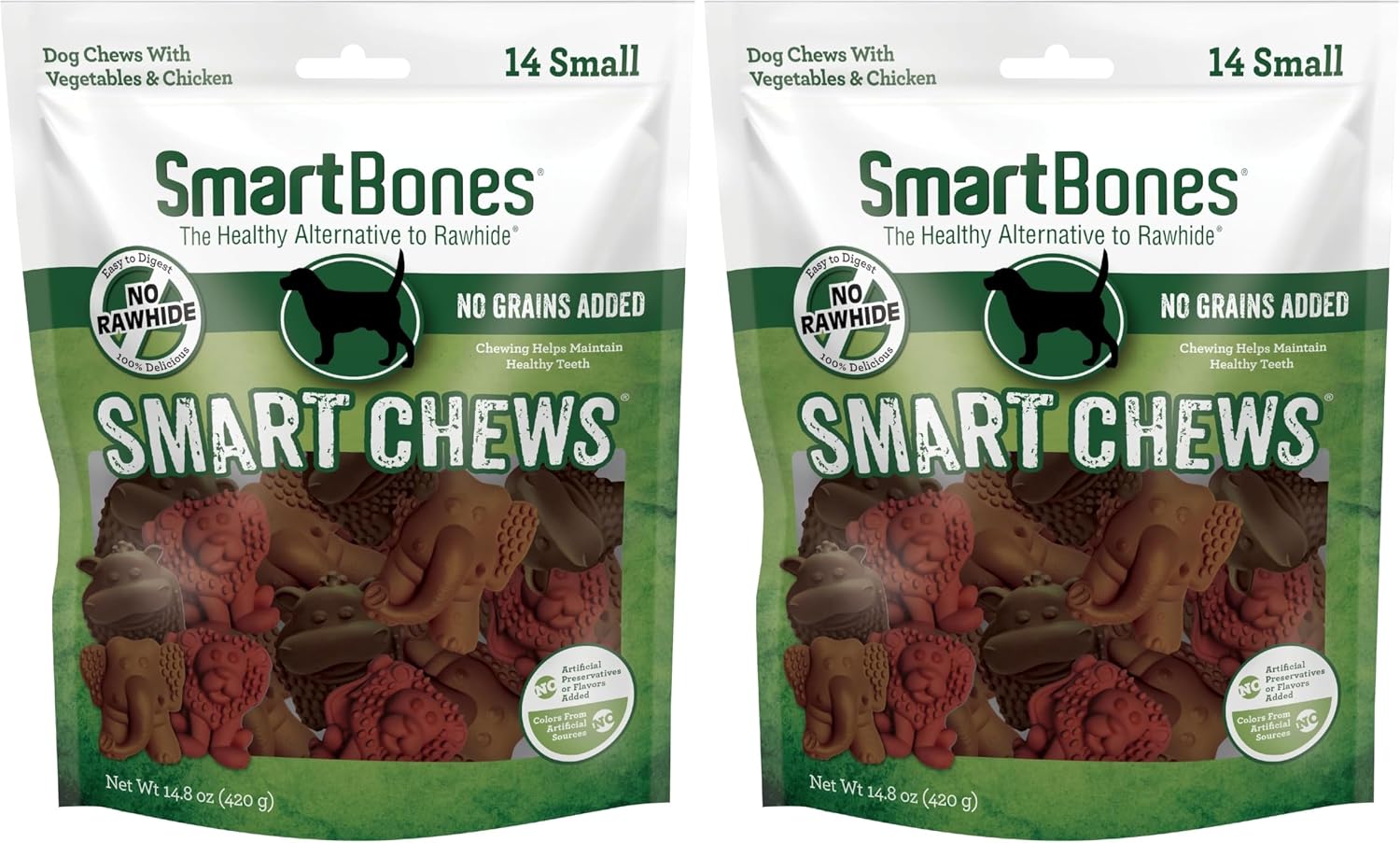 SmartBones Smart Chews, Rawhide Free Dog Chews, Treats for Dogs Made with Real Chicken and Vegetables, 14 Count Small | With Real Chicken & Veggies, No Grain Added and No Artificial Colors, Easy To Digest Chew Supports Dental Health, Small Dogs